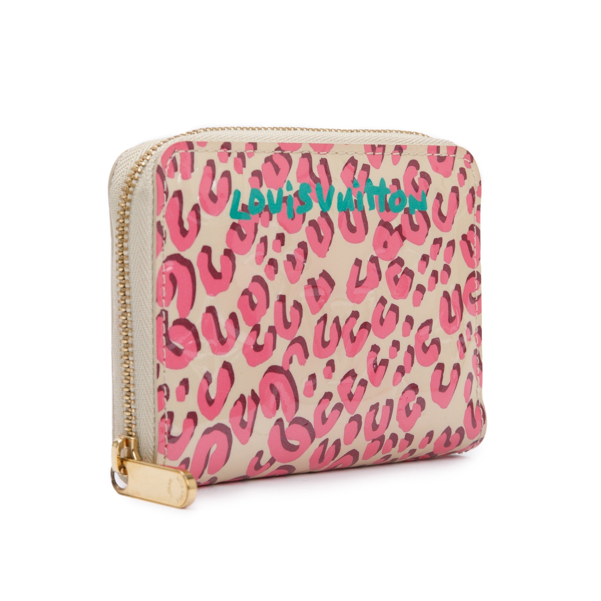 Louis Vuitton Limited Edition Blanc Corail Monogram Vernis Leopard Zippy Coin Purse w/ Box