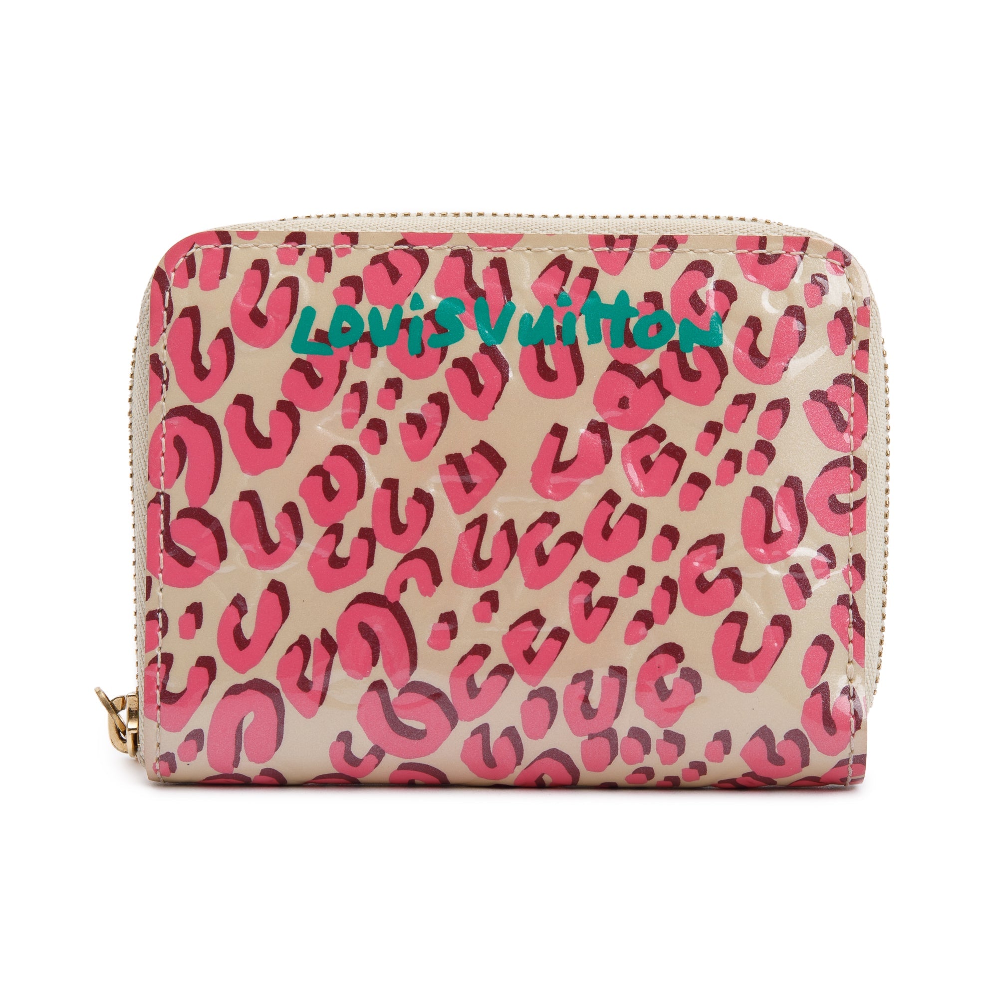 Louis Vuitton Limited Edition Blanc Corail Monogram Vernis Leopard Zippy Coin Purse w/ Box