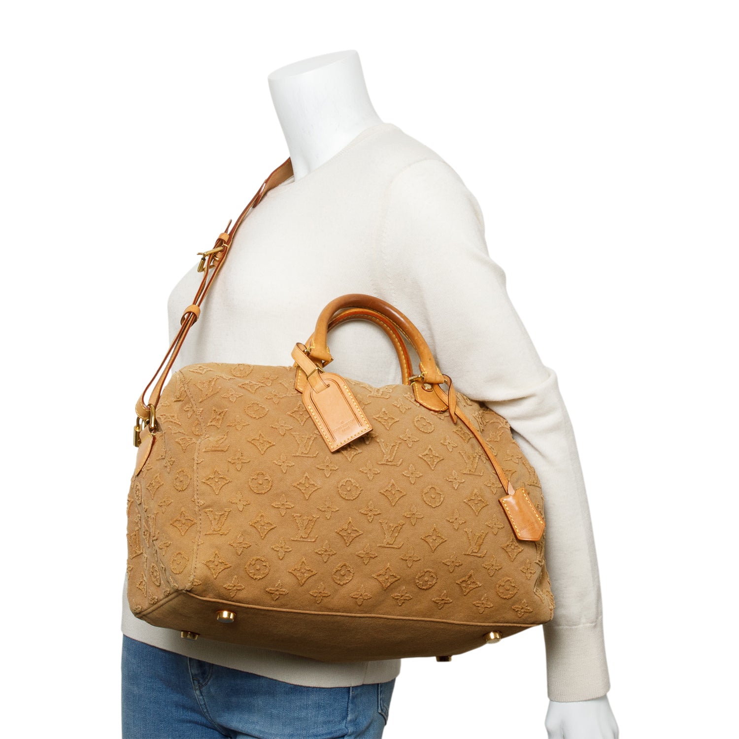 Louis Vuitton Limited Edition Brown Monogram Denim Stone Speedy Bandouliere 35