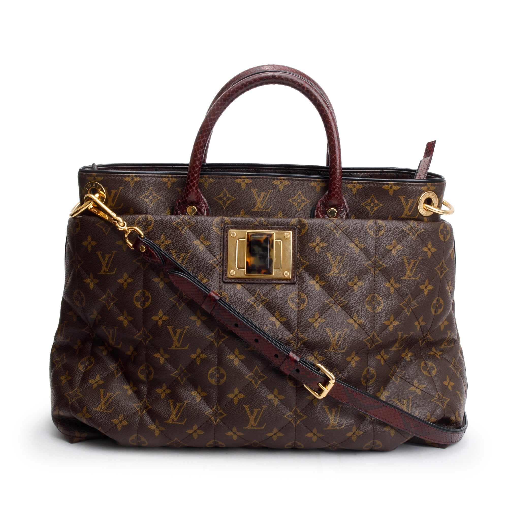 Louis Vuitton Limited Edition Monogram Burgundy Python Etoile Exotique Tote GM w/ Strap