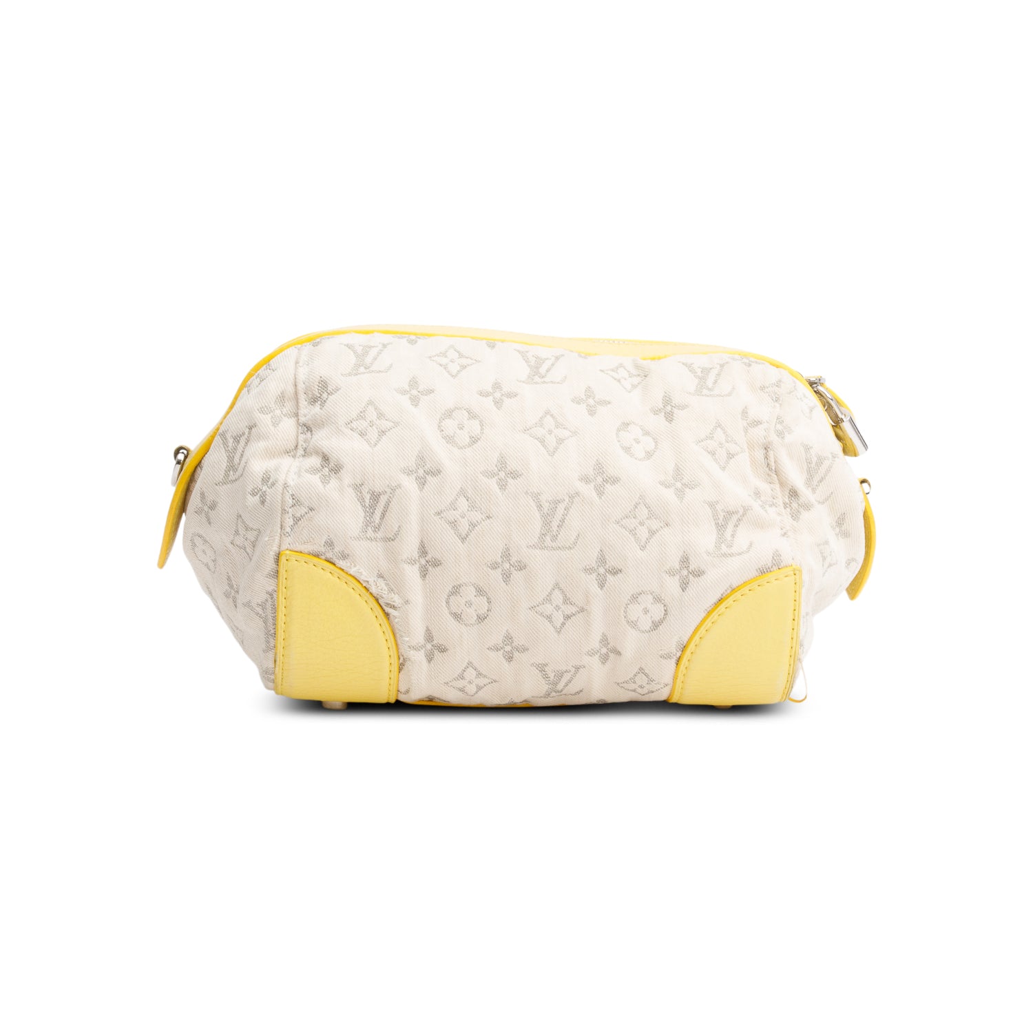 Louis Vuitton Limited Edition Neutral Monogram Denim Yellow Leather Trim Speedy Round