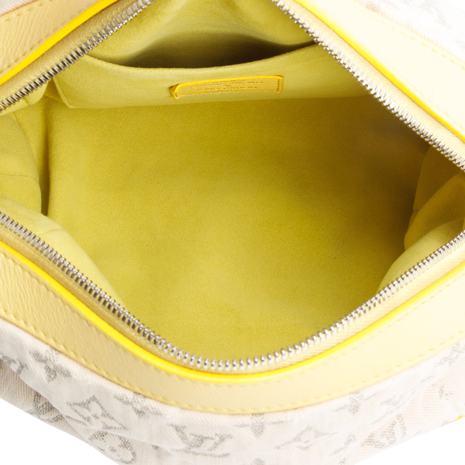 Louis Vuitton Limited Edition Neutral Monogram Denim Yellow Leather Trim Speedy Round