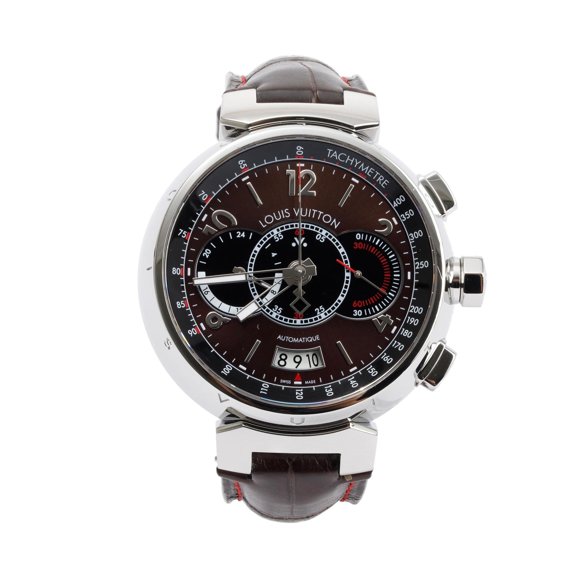 Louis Vuitton Limited Edition Tambour Voyage Automatic Chronograph 44 MM Watch w/ Box & Papers