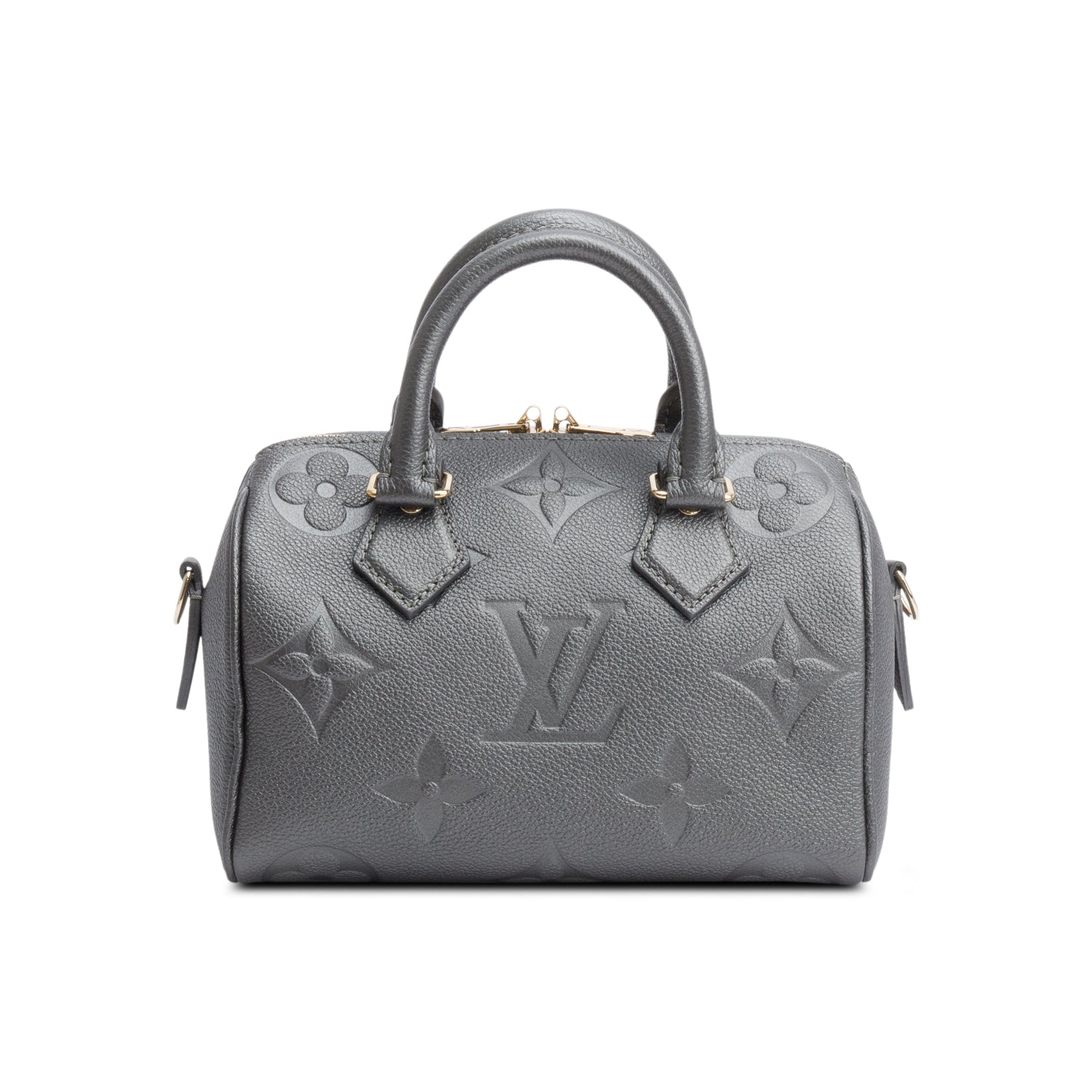 Louis Vuitton Metallic Grey Empreinte Monogram Speedy Bandouliere 20 w/ Strap