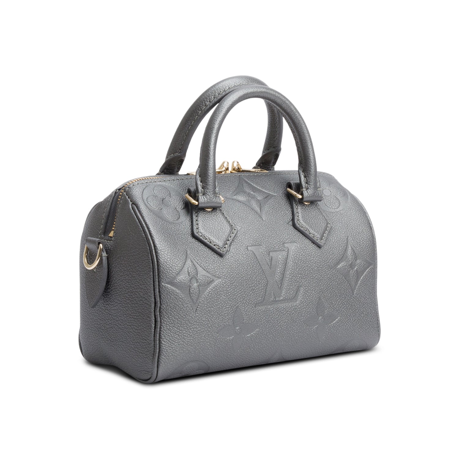 Louis Vuitton Metallic Grey Empreinte Monogram Speedy Bandouliere 20 w/ Strap