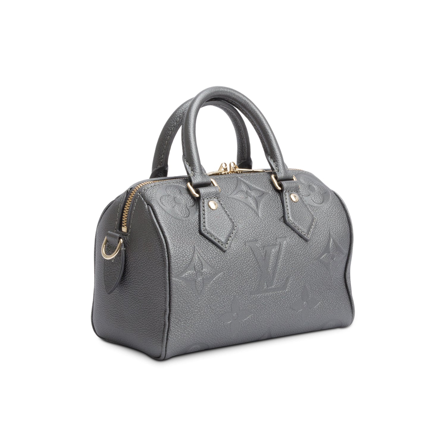Louis Vuitton Metallic Grey Empreinte Monogram Speedy Bandouliere 20 w/ Strap