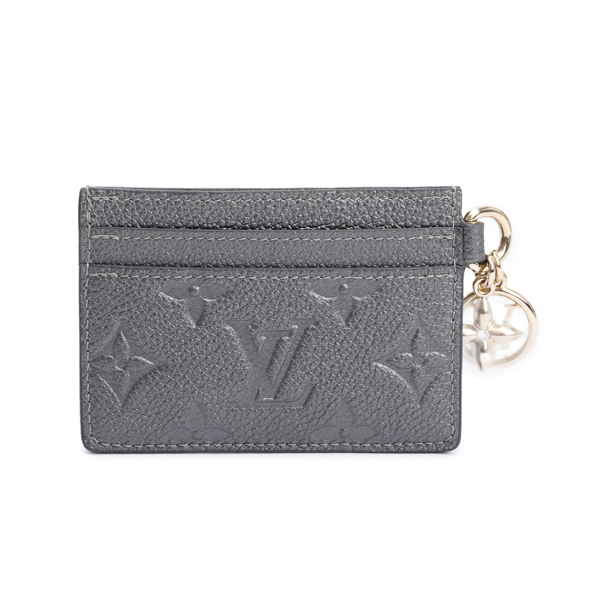 Louis Vuitton Metallic Grey Monogram Empreinte LV Charms Card Holder