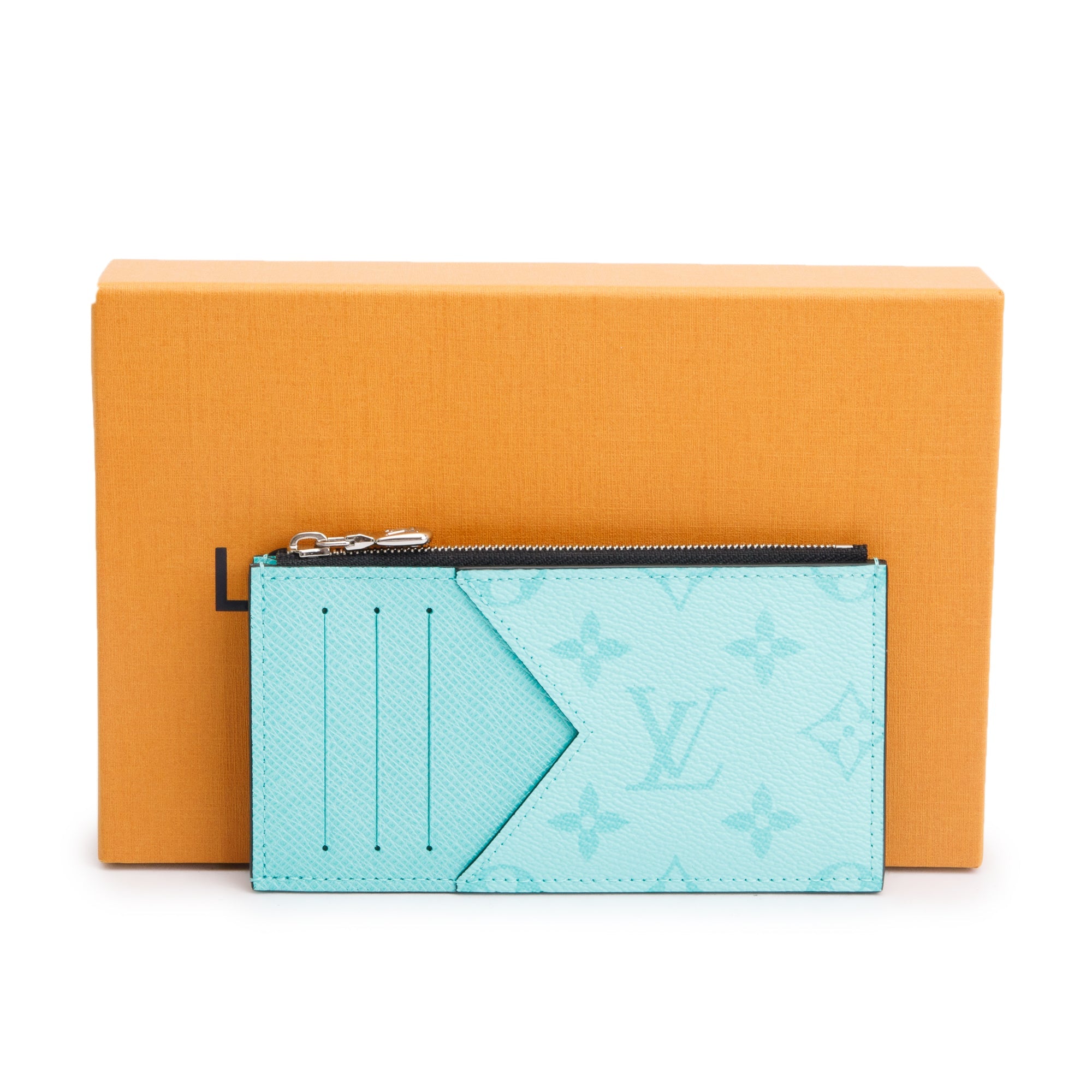 Louis Vuitton Miami Green Monogram & Taigarama Leather Coin Card Holder w/ Box