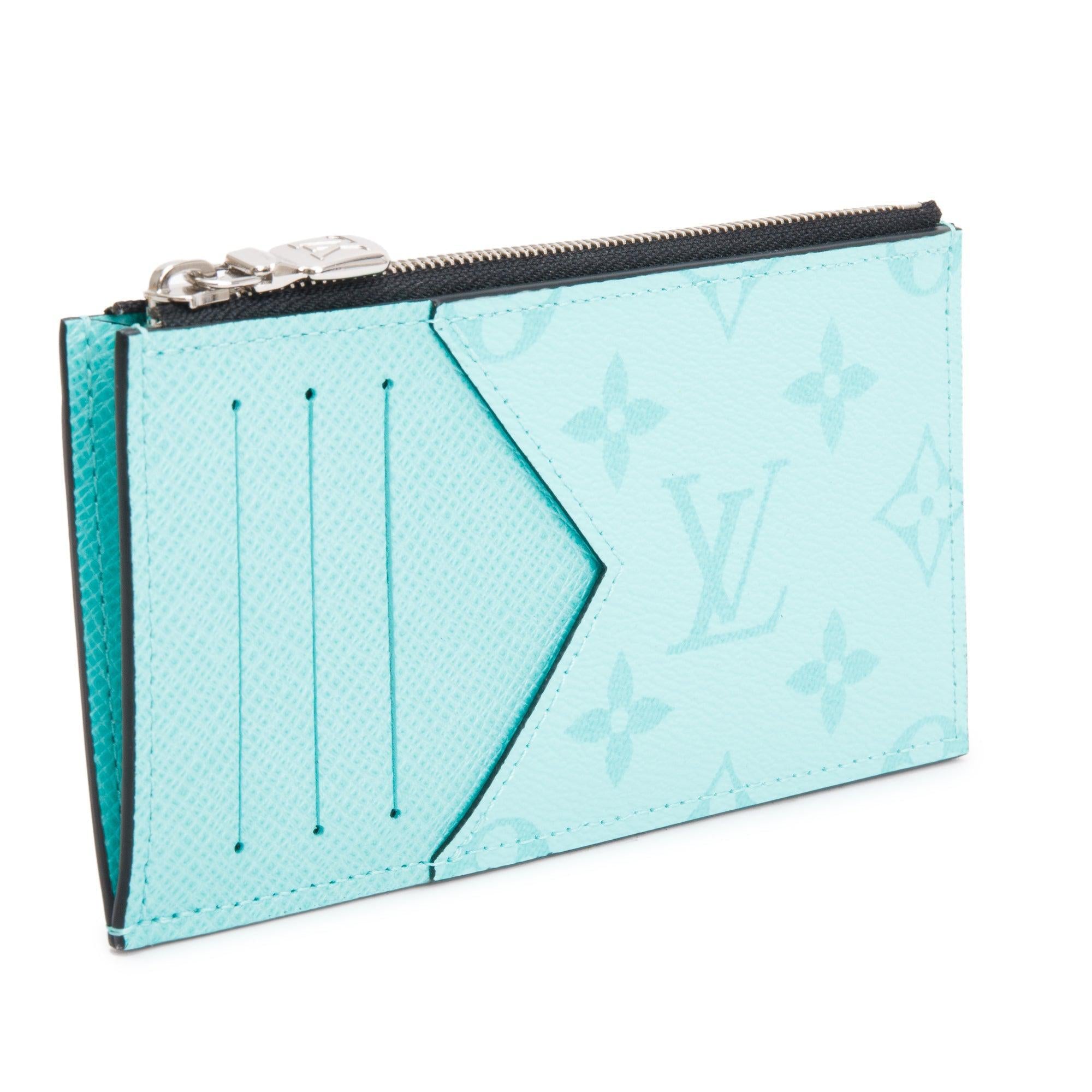 Louis Vuitton Miami Green Monogram & Taigarama Leather Coin Card Holder w/ Box