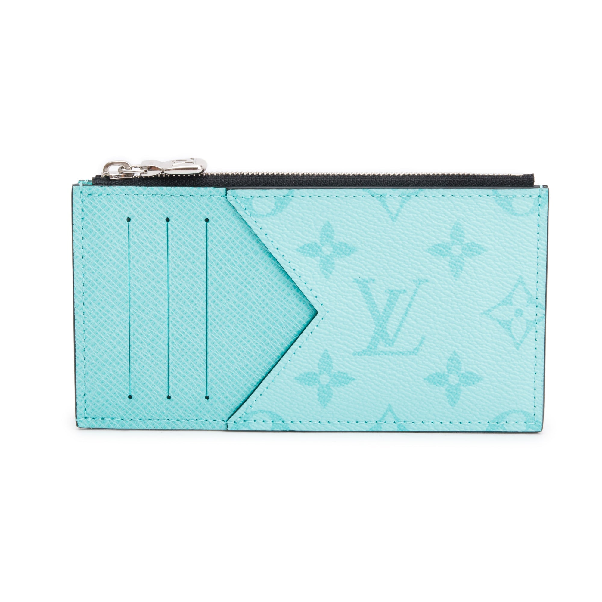 Louis Vuitton Miami Green Monogram & Taigarama Leather Coin Card Holder w/ Box