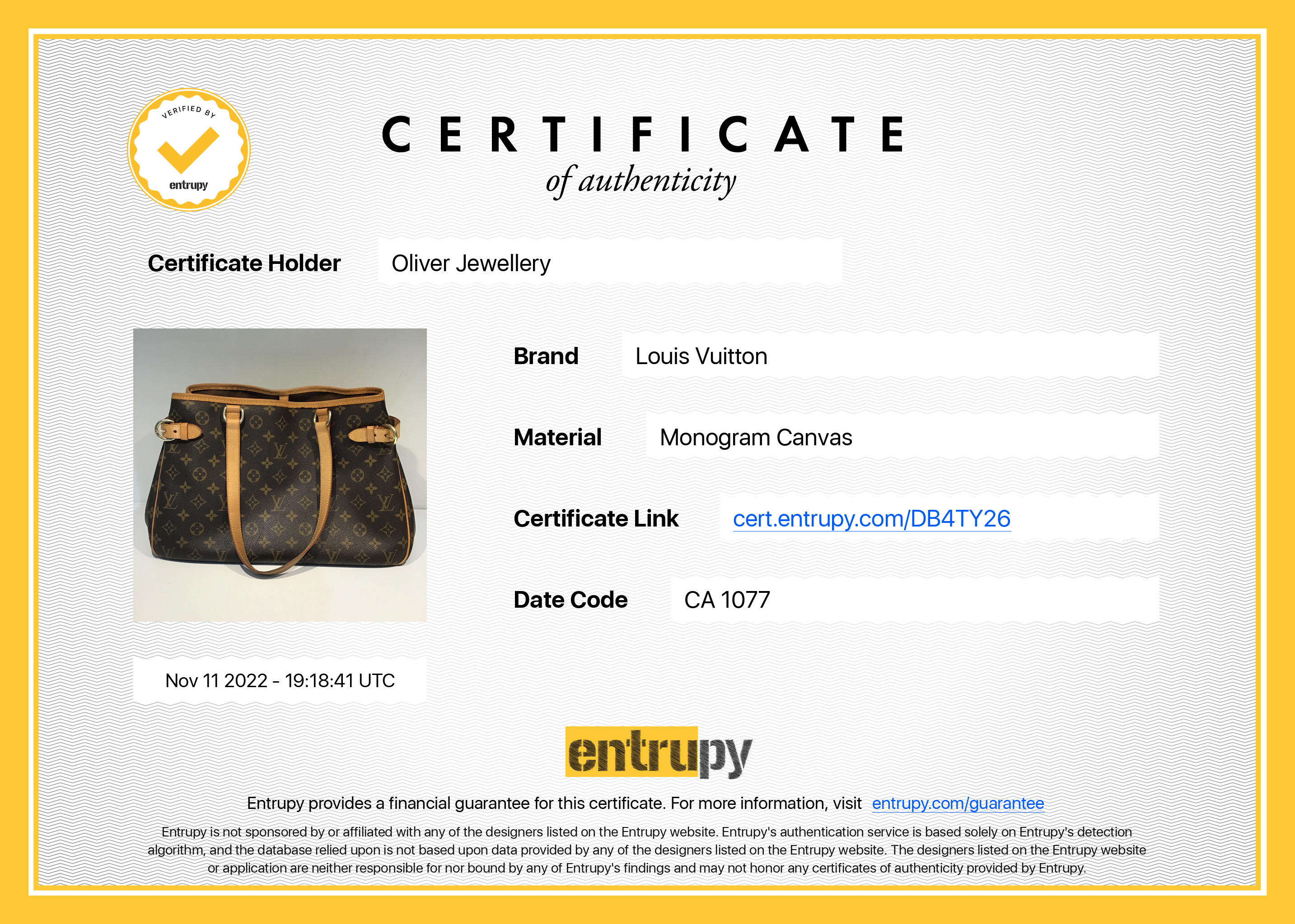 Louis Vuitton Monogram Batignolles Horizontal w/ Receipt