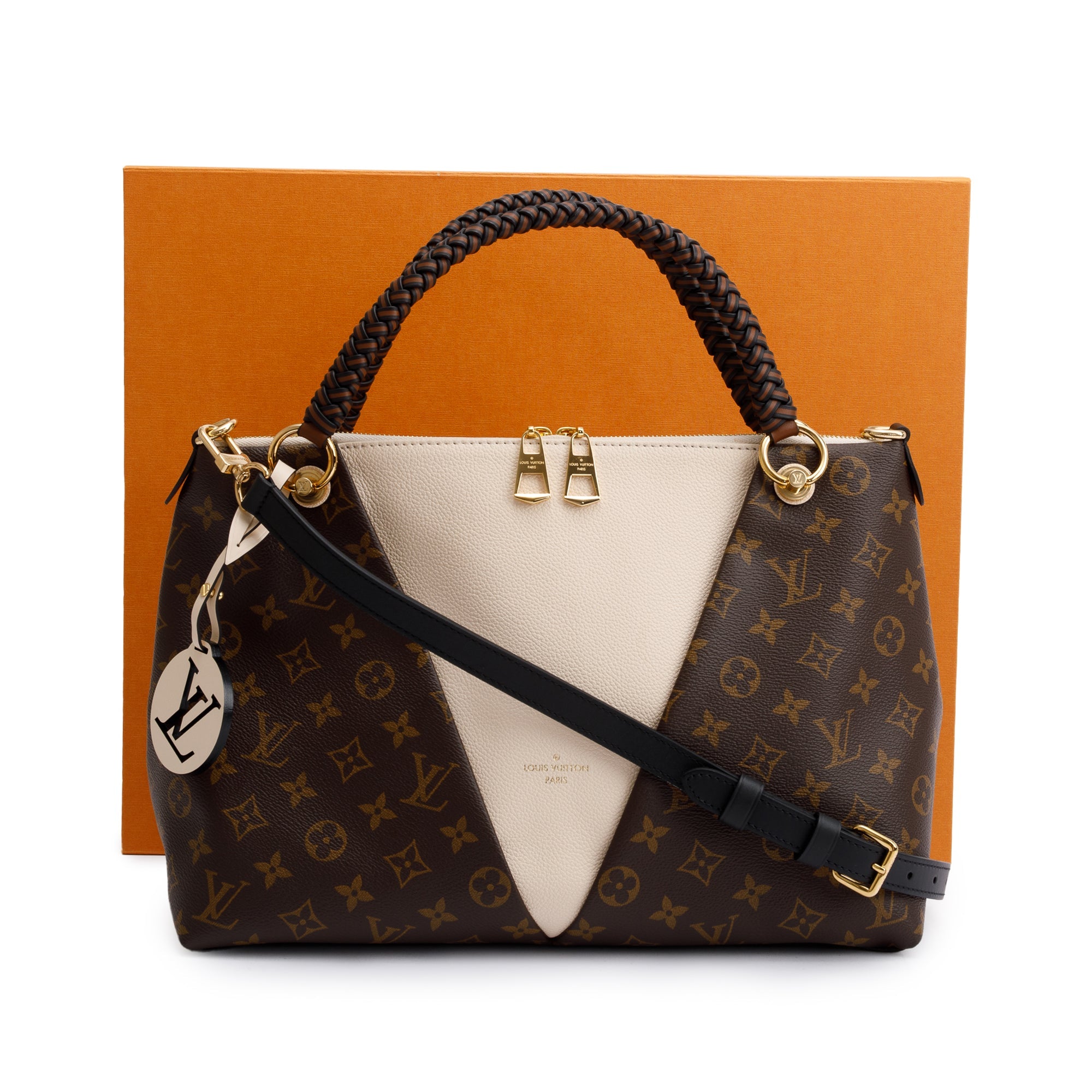 Louis Vuitton Monogram Braided V Tote MM w/ Strap & Box