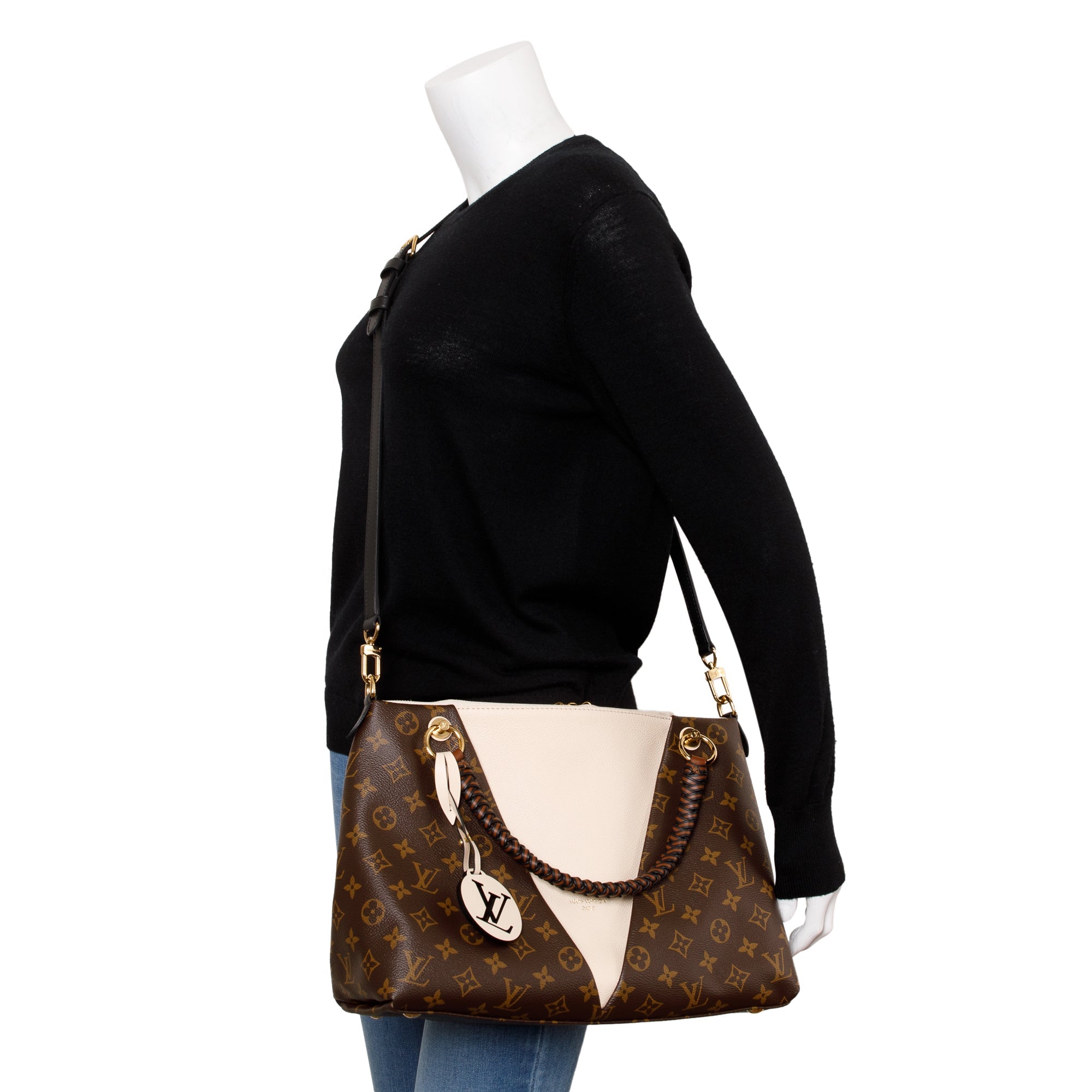 Louis Vuitton Monogram Braided V Tote MM w/ Strap & Box