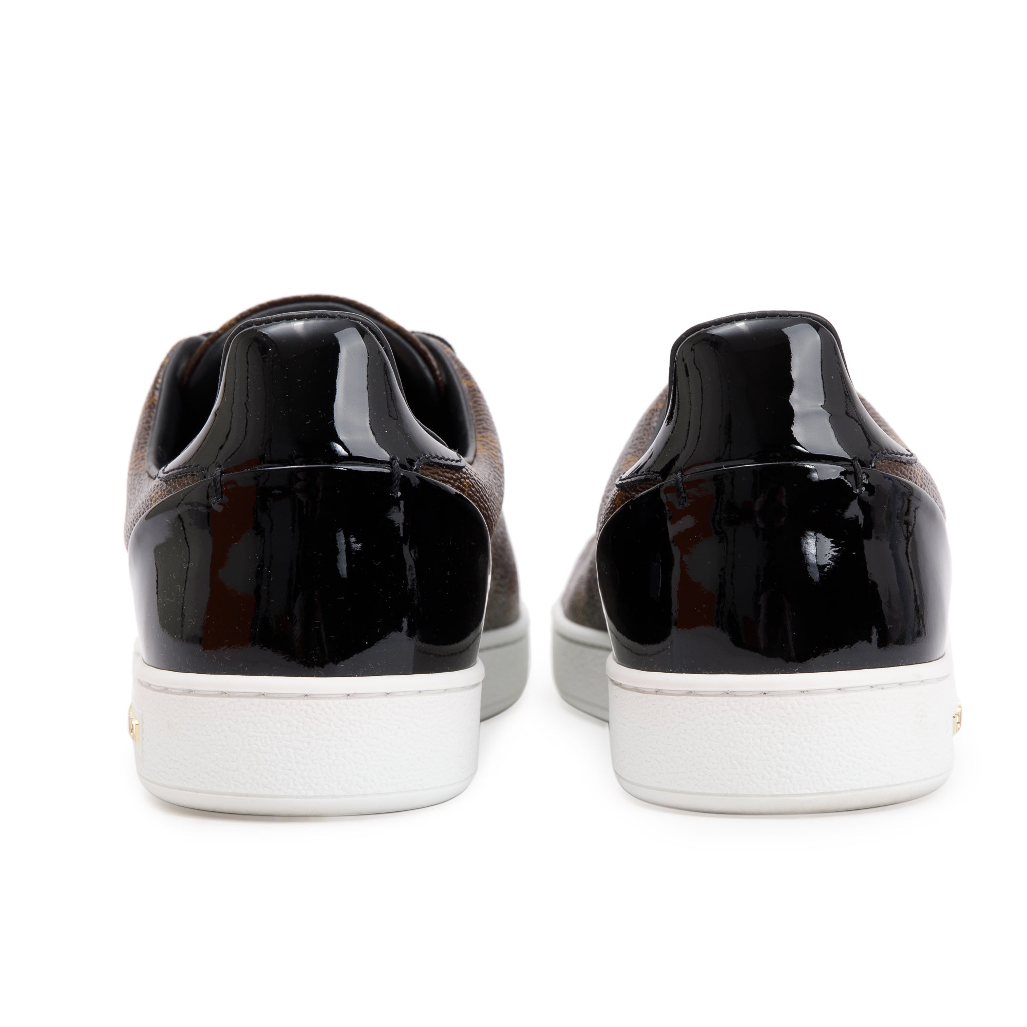 Louis Vuitton Monogram Canvas Black Patent Leather Frontrow Sneakers, Size 39 w/ Box