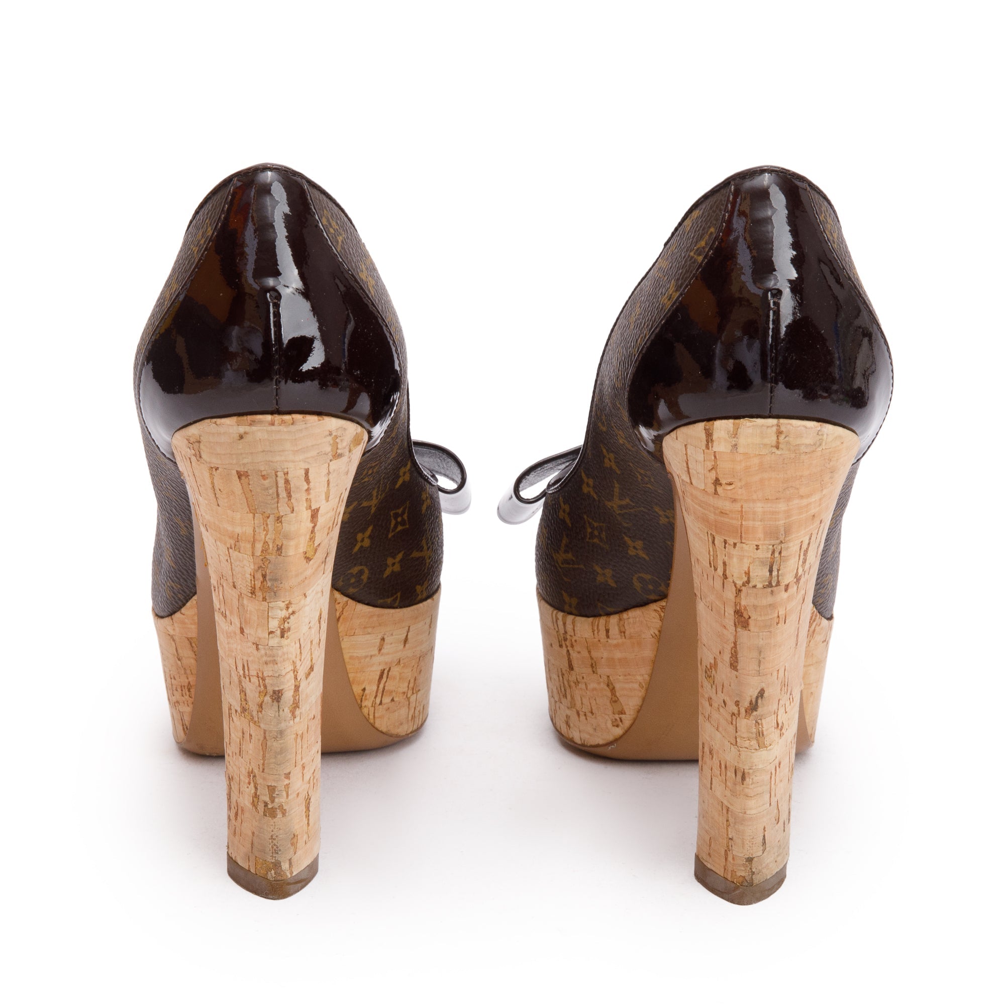 Louis Vuitton Monogram Canvas Patent Leather Bow Accent Rivoli Pumps, Size 36
