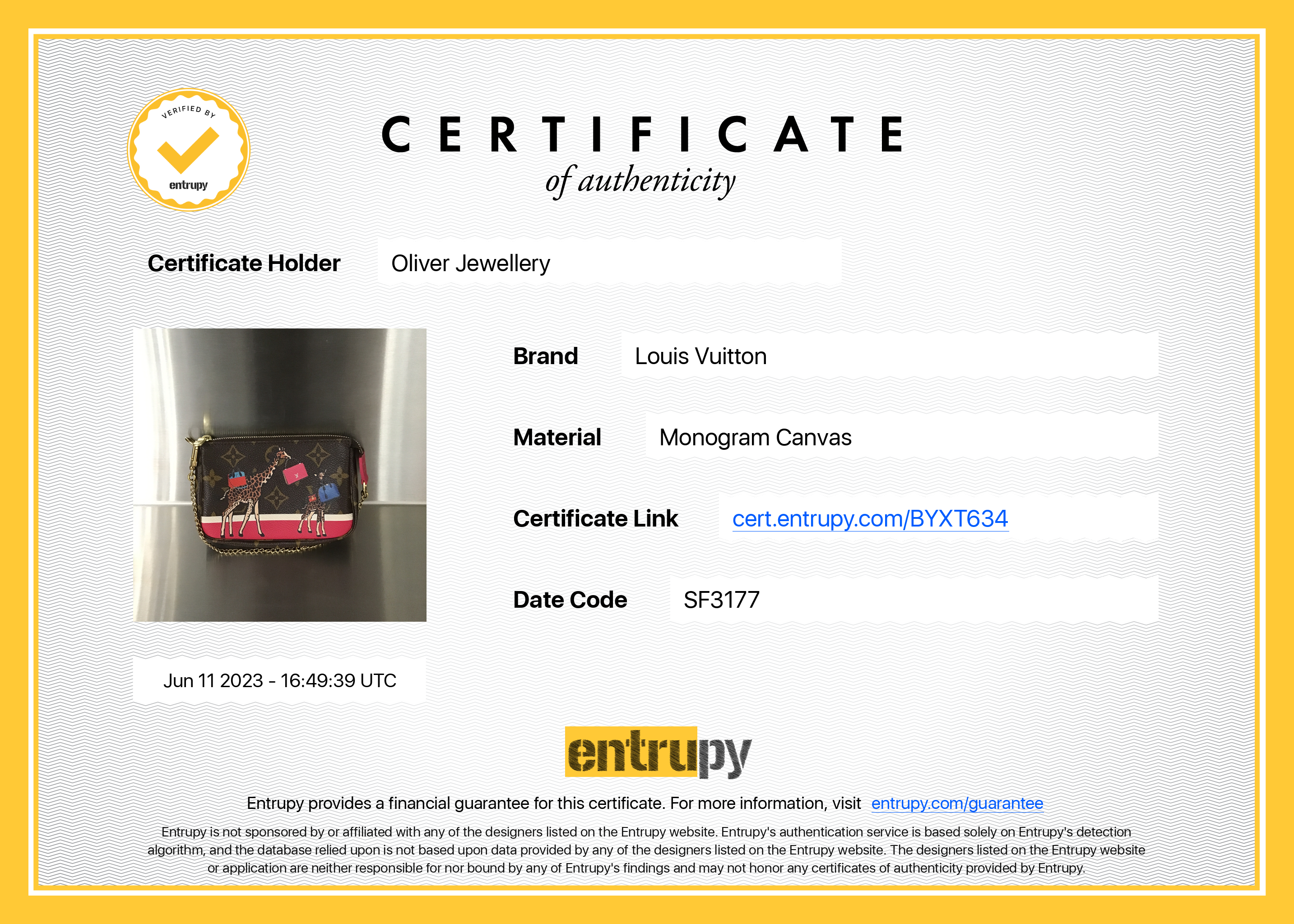 Louis Vuitton Monogram Christmas Animation Giraffe Mini Pochette Accessories