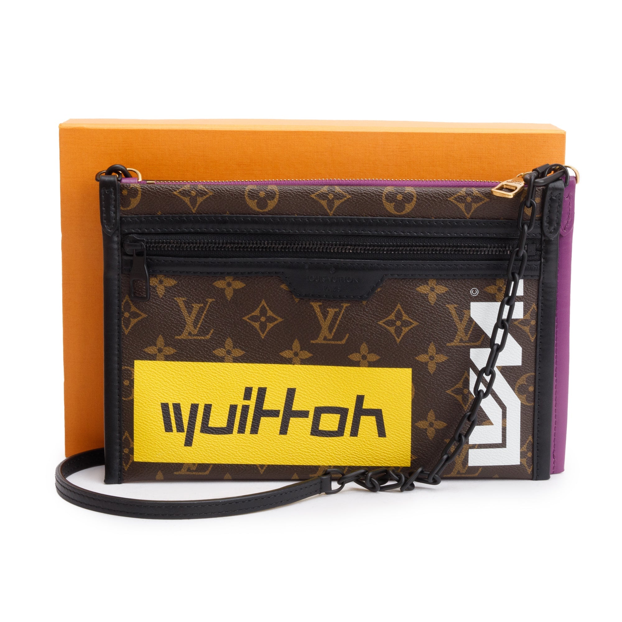 Louis Vuitton Monogram Double Flat Messenger Bag w/ Box