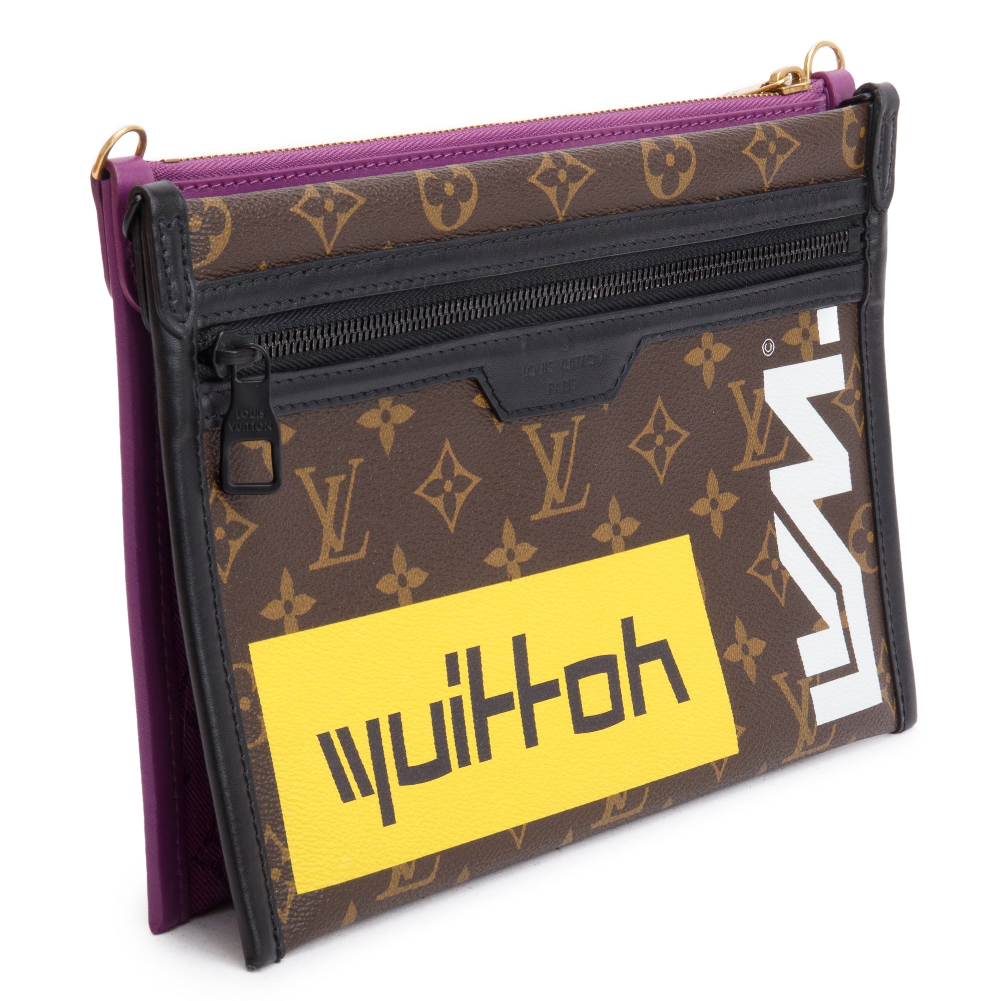 Louis Vuitton Monogram Double Flat Messenger Bag w/ Box