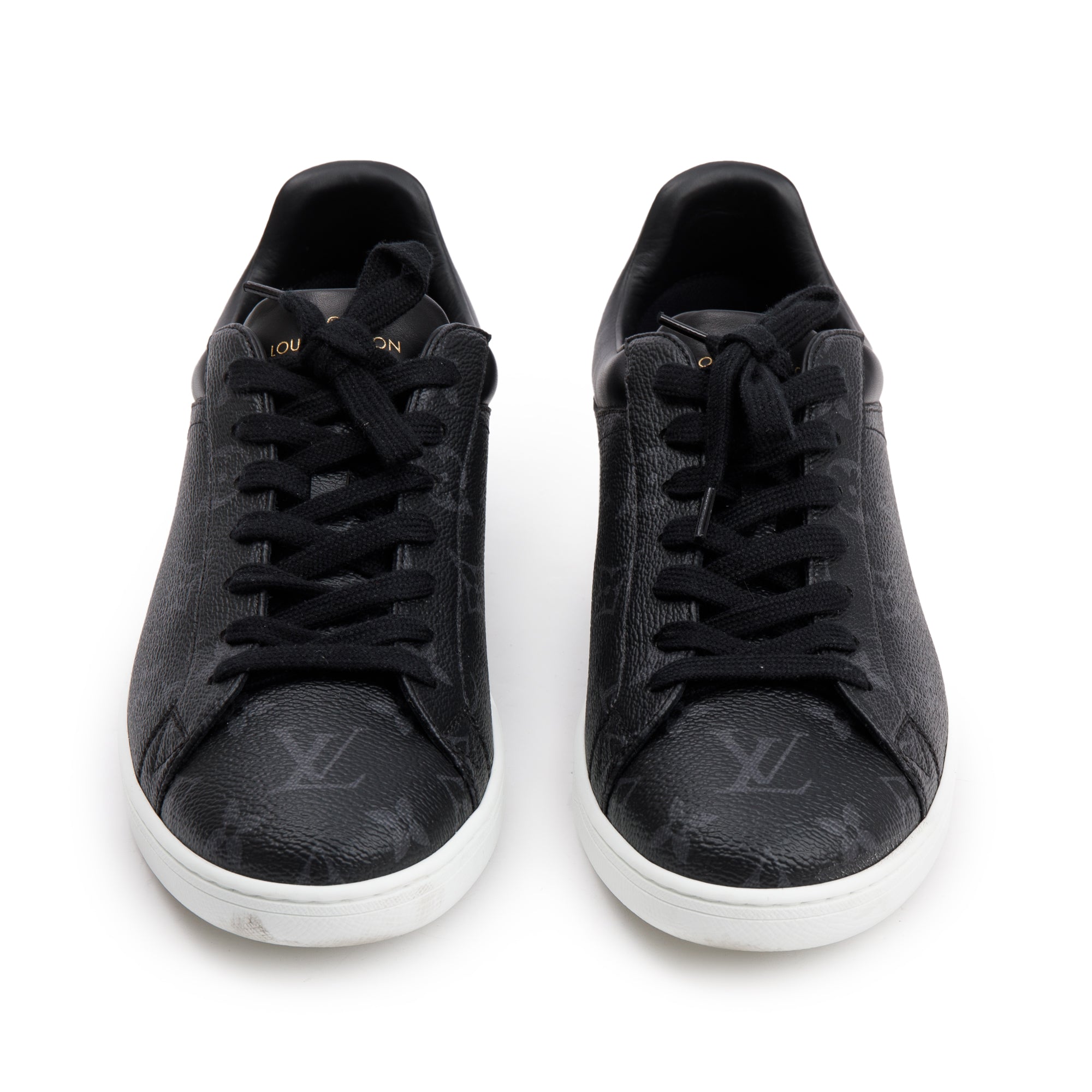 Louis Vuitton Monogram Eclipse Black Leather Luxembourg Men's Sneakers, Size 6.5 w/ Box