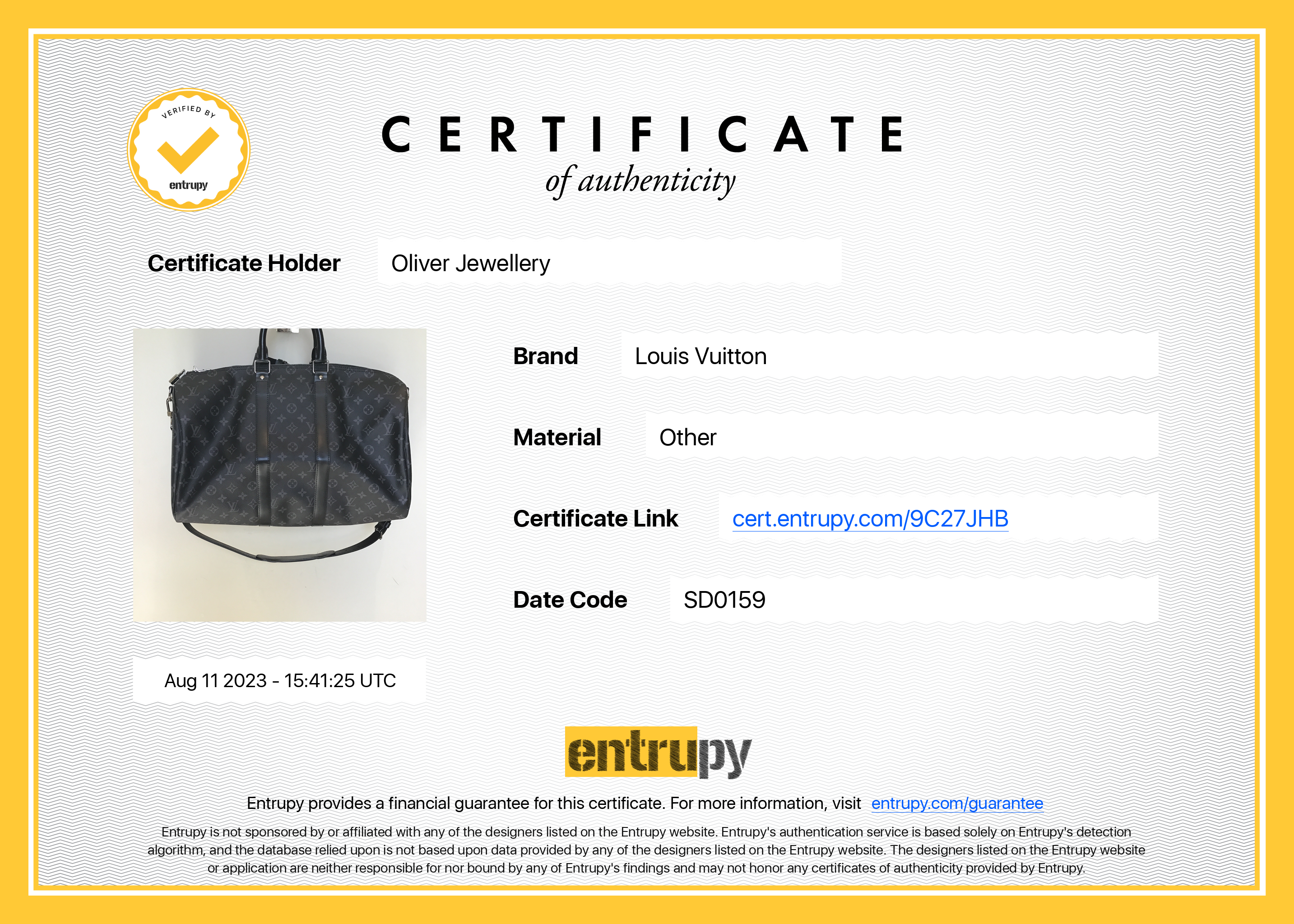 Louis Vuitton Monogram Eclipse Keepall Bandouliere 45 w/ Box