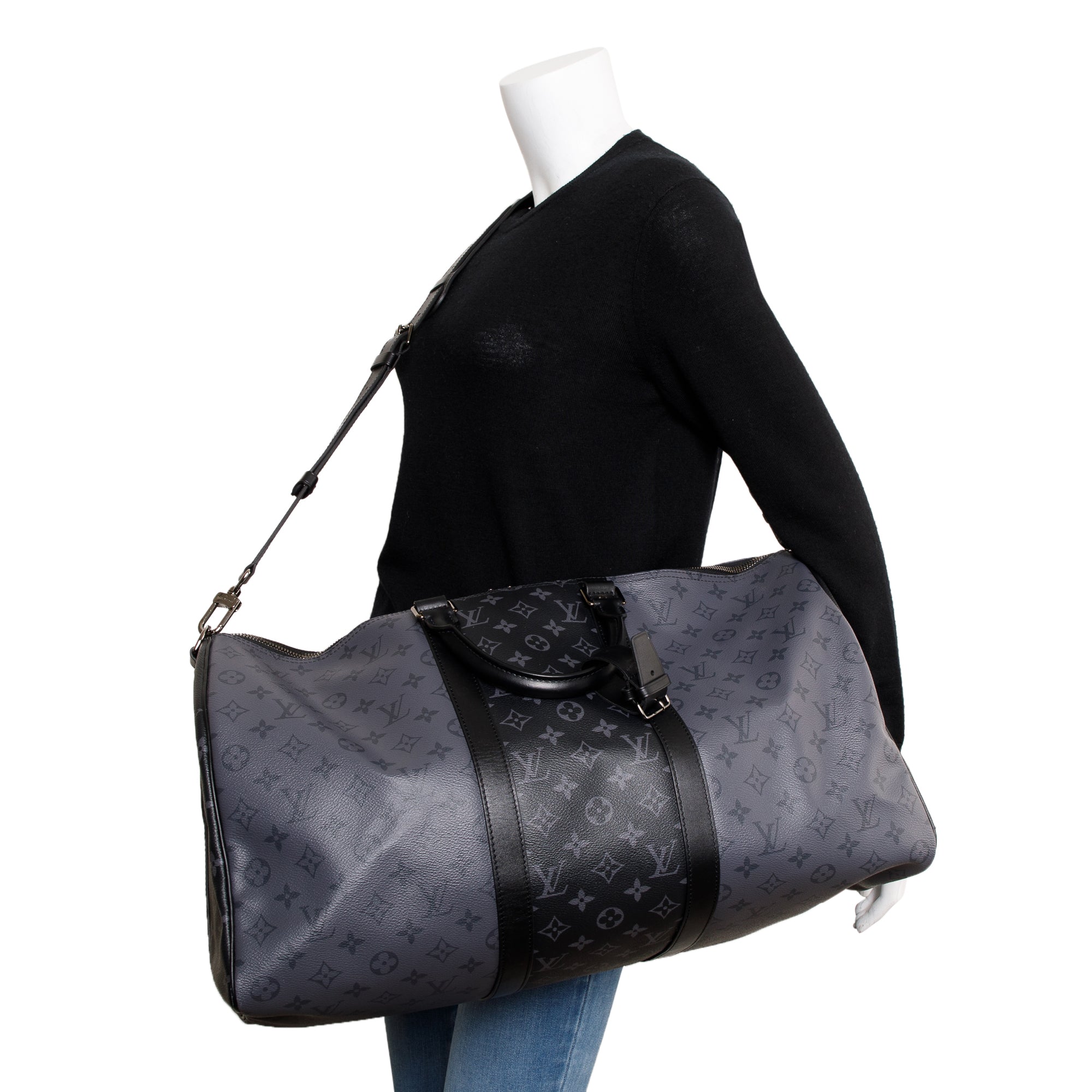 Louis Vuitton Monogram Eclipse Reverse Keepall Bandouliere 50 w/ Strap