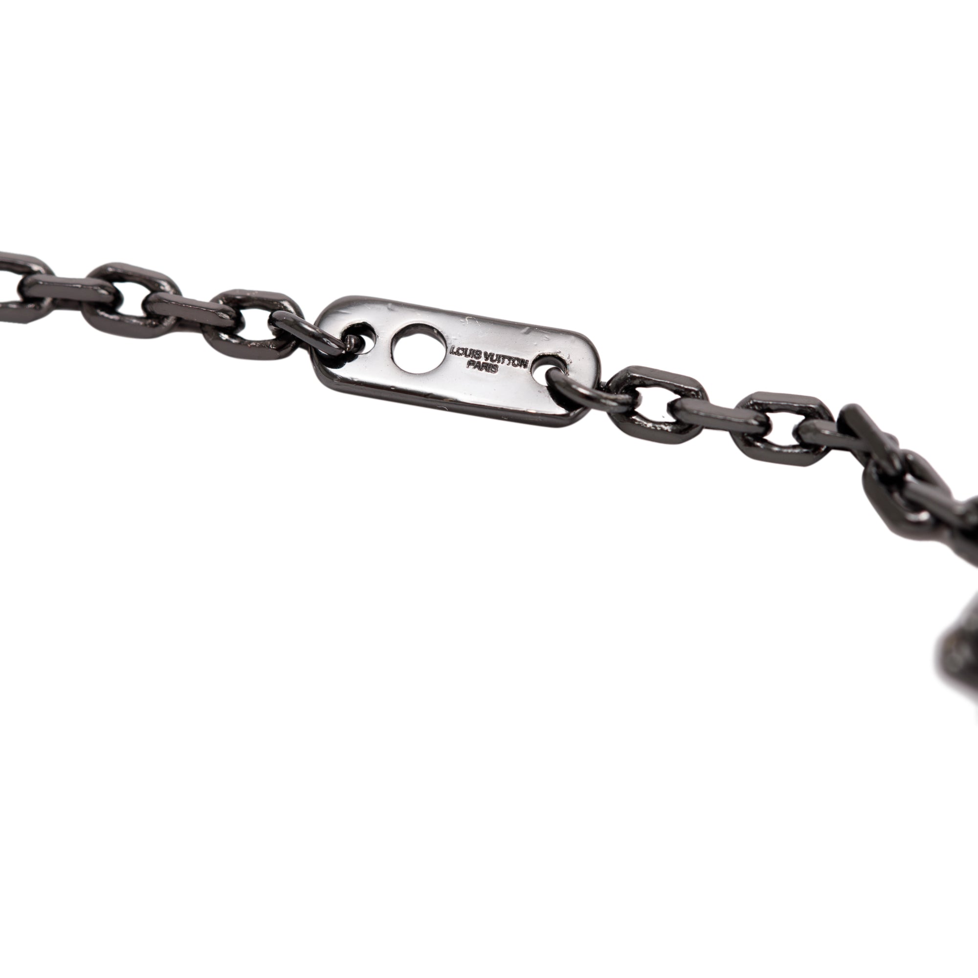 Louis Vuitton Monogram Eclipse Vivienne Pendant Necklace w/ Box