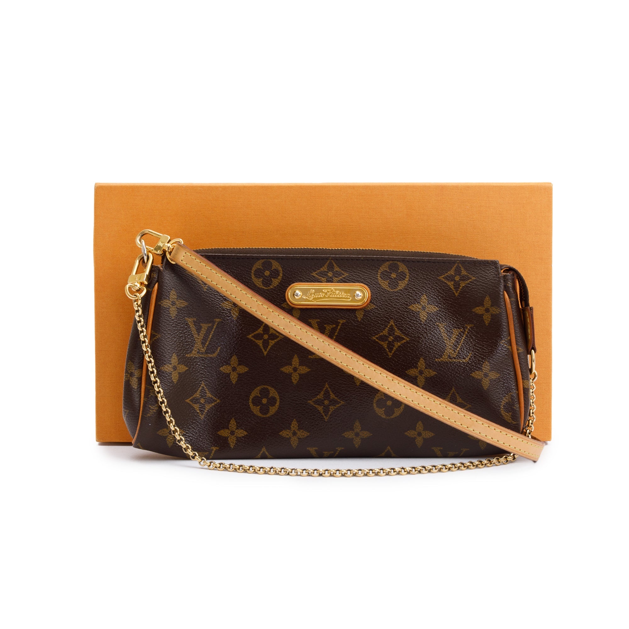 Louis Vuitton Monogram Eva Clutch w/ Strap & Box