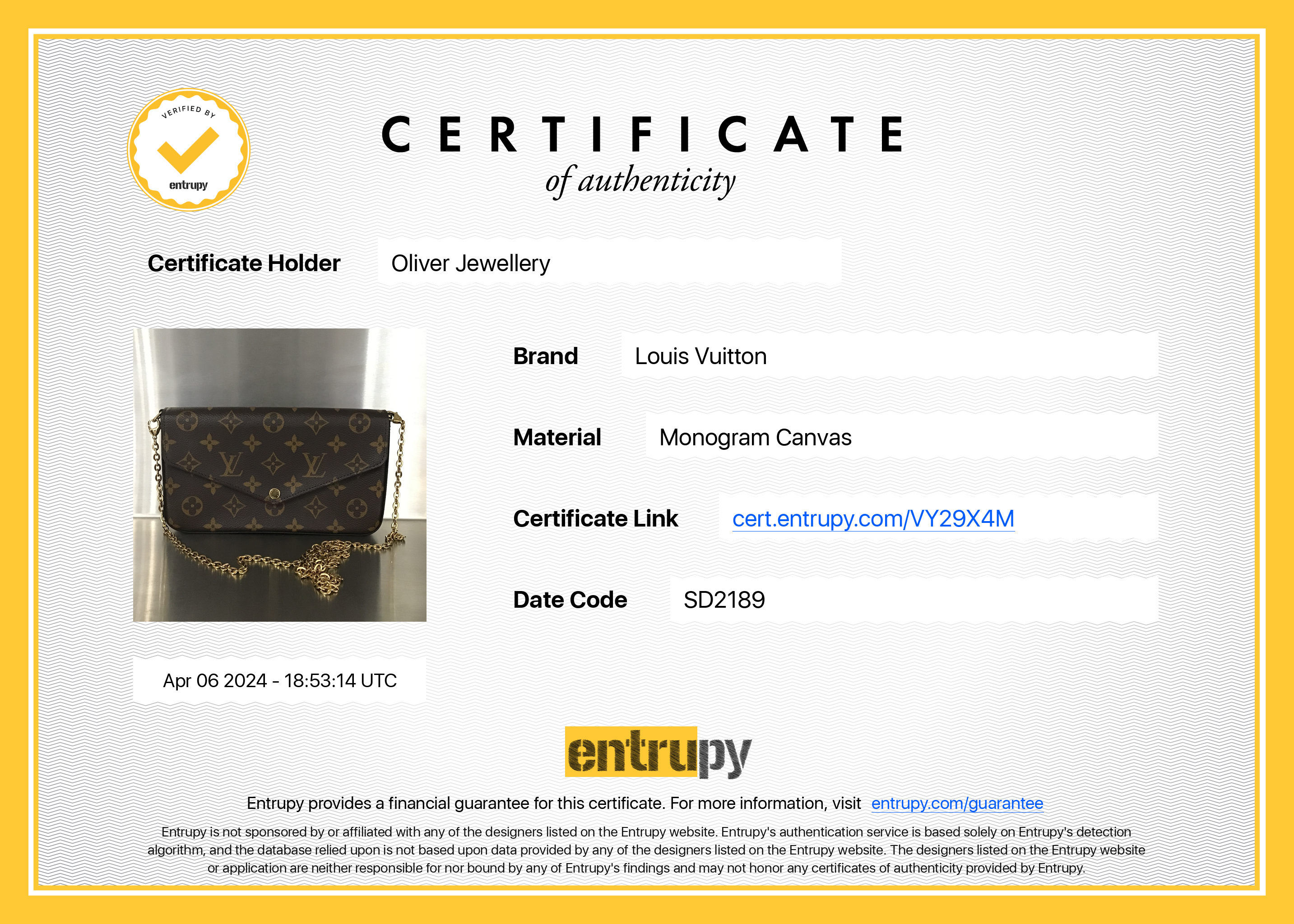 Louis Vuitton Monogram Felicie Pochette w/ Inserts, Box & Receipt