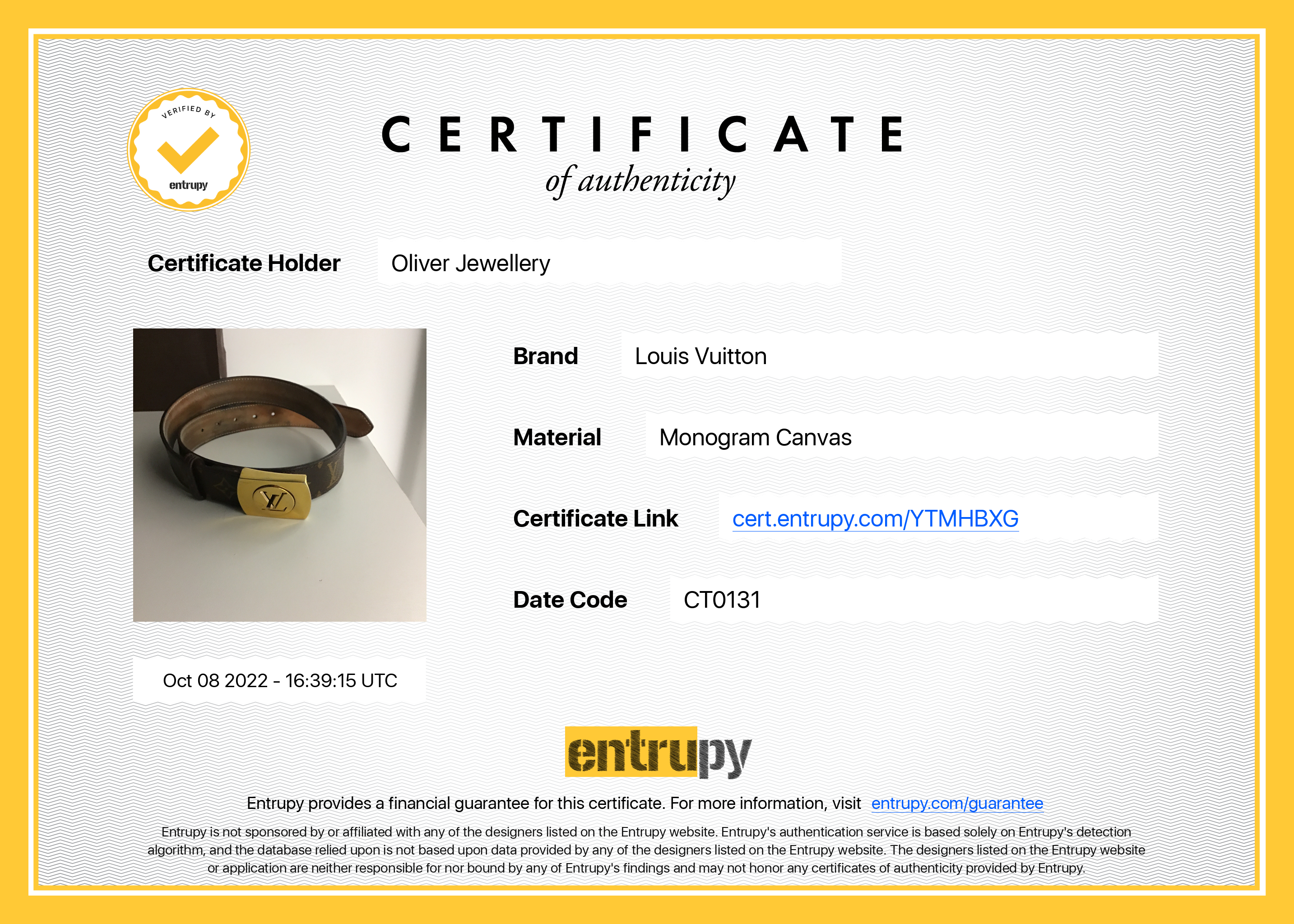 Louis Vuitton Monogram LV Cut 35 MM Belt