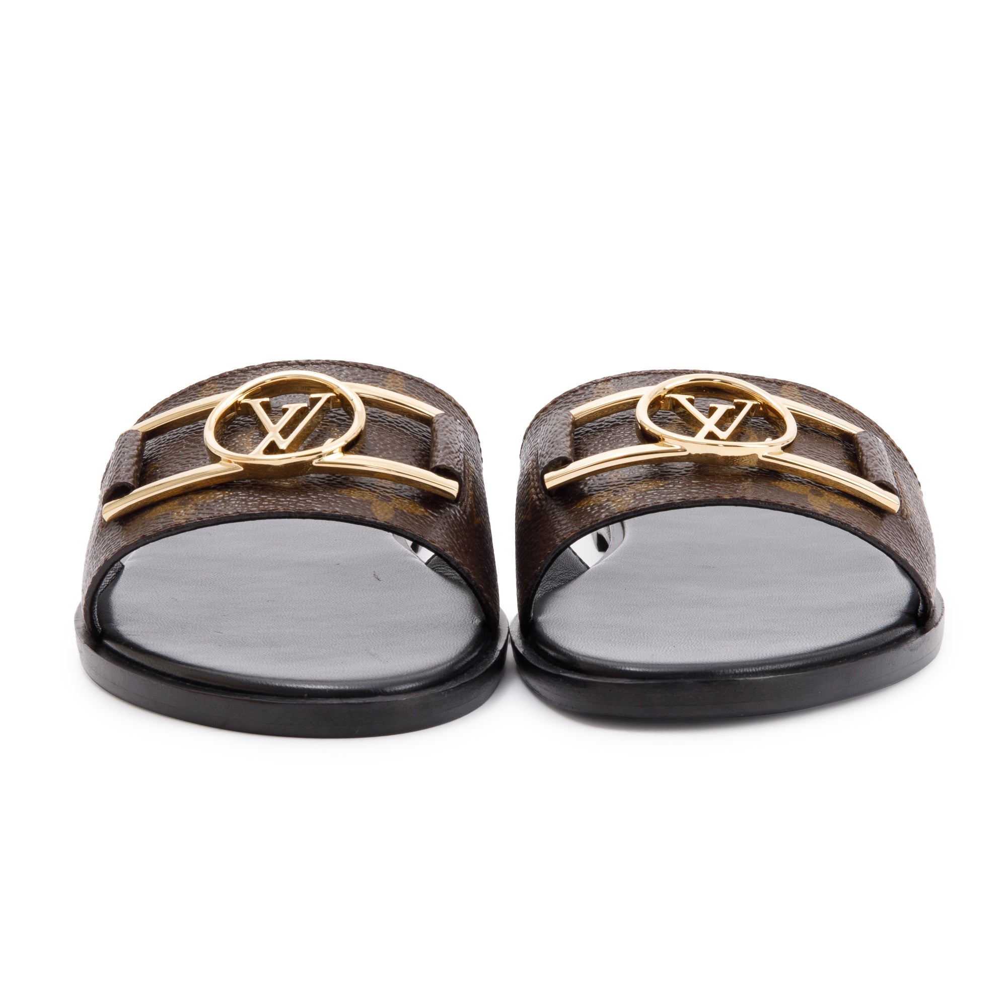 Louis Vuitton Monogram Lock it Flat Mule, Size 37 w/ Box