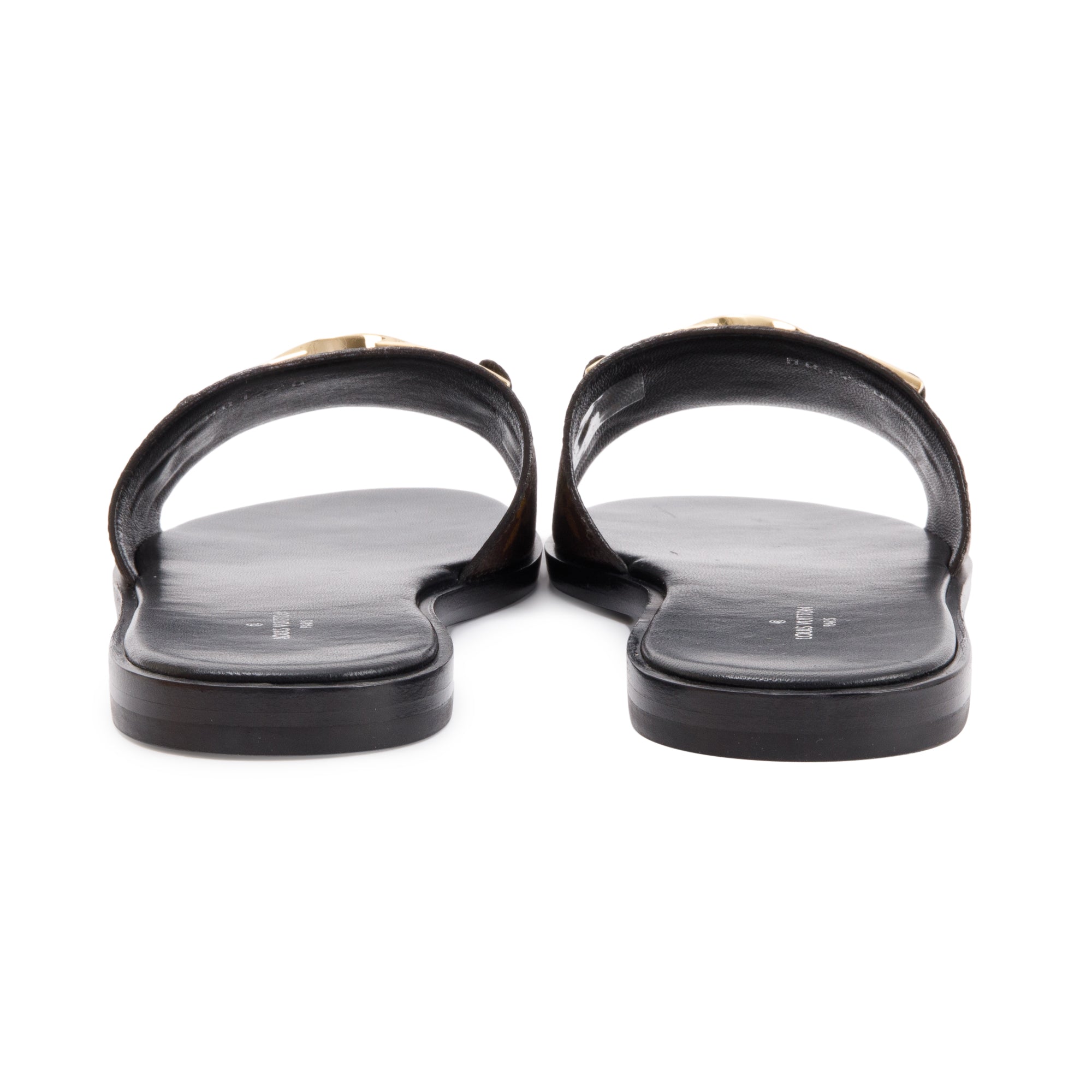 Louis Vuitton Monogram Lock it Flat Mule, Size 37 w/ Box