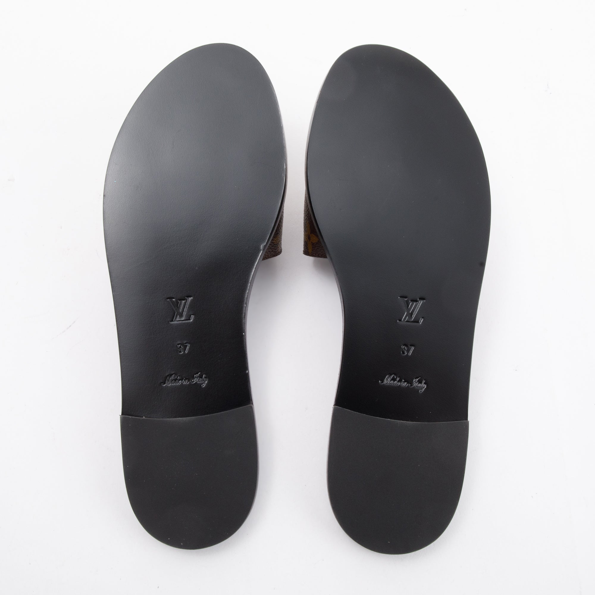 Louis Vuitton Monogram Lock it Flat Mule, Size 37 w/ Box