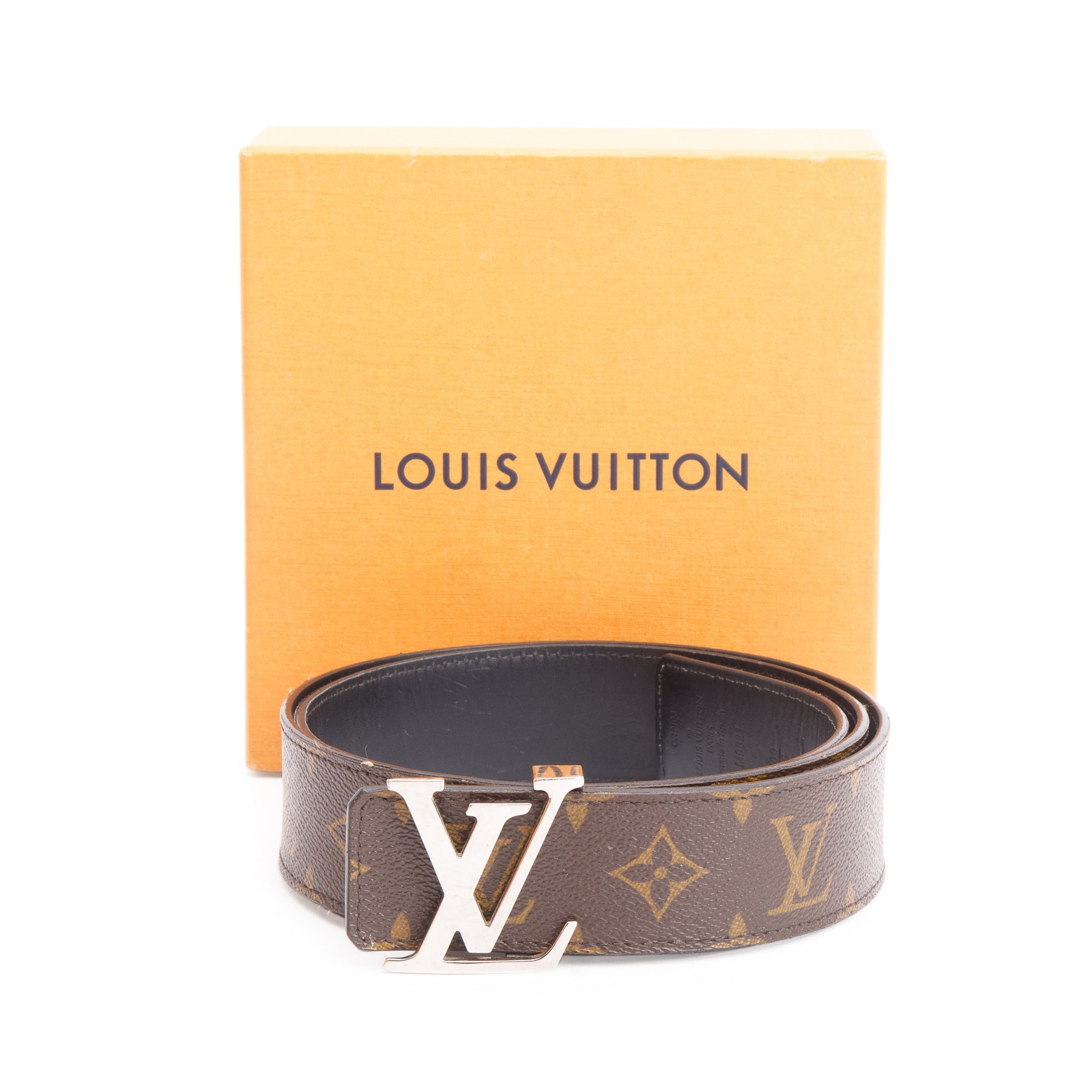 Louis Vuitton Monogram Macassar Canvas LV Initiales 40 MM Reversible Belt, Size 100 40 w/ Box