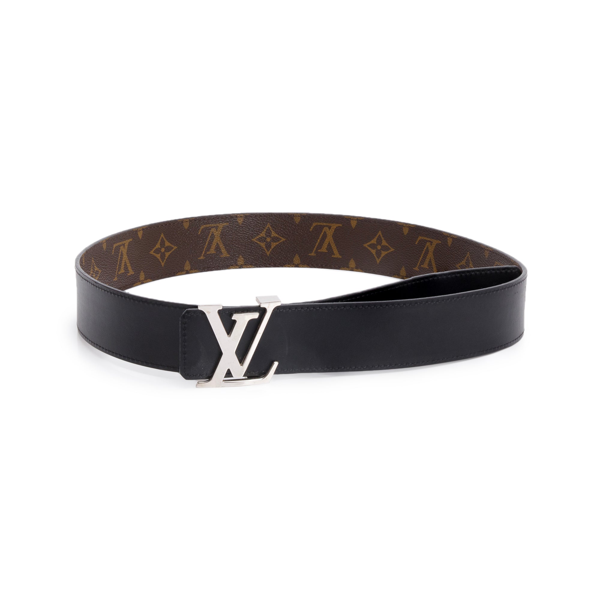 Louis Vuitton Monogram Macassar Canvas LV Initiales 40 MM Reversible Belt, Size 85 34