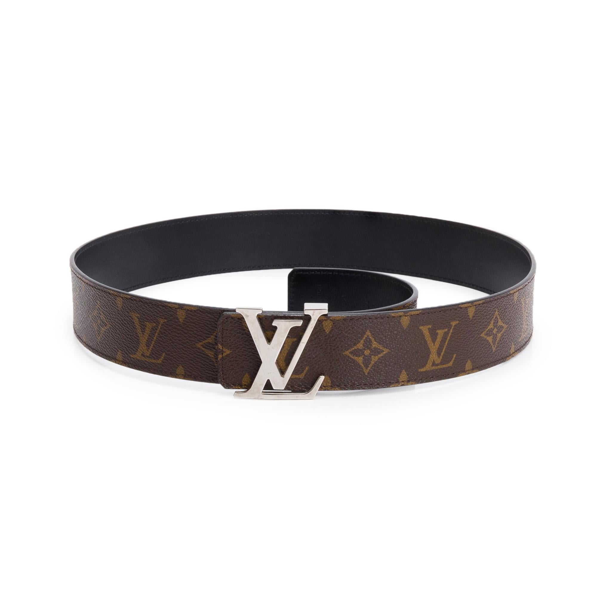 Louis Vuitton Monogram Macassar Canvas LV Initiales 40 MM Reversible Belt, Size 85 34