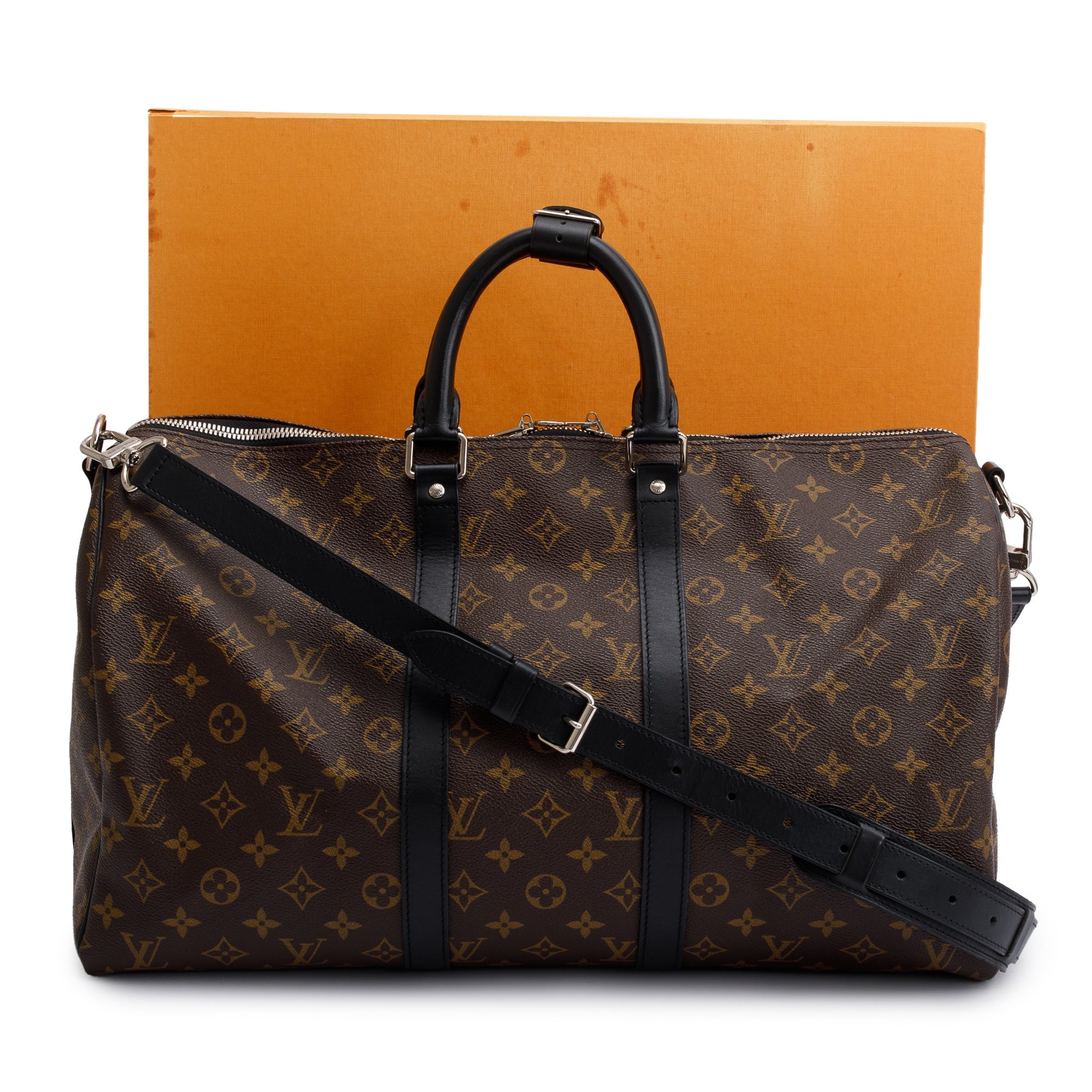 Louis Vuitton Monogram Macassar Keepall Bandouliere 45 w/ Box
