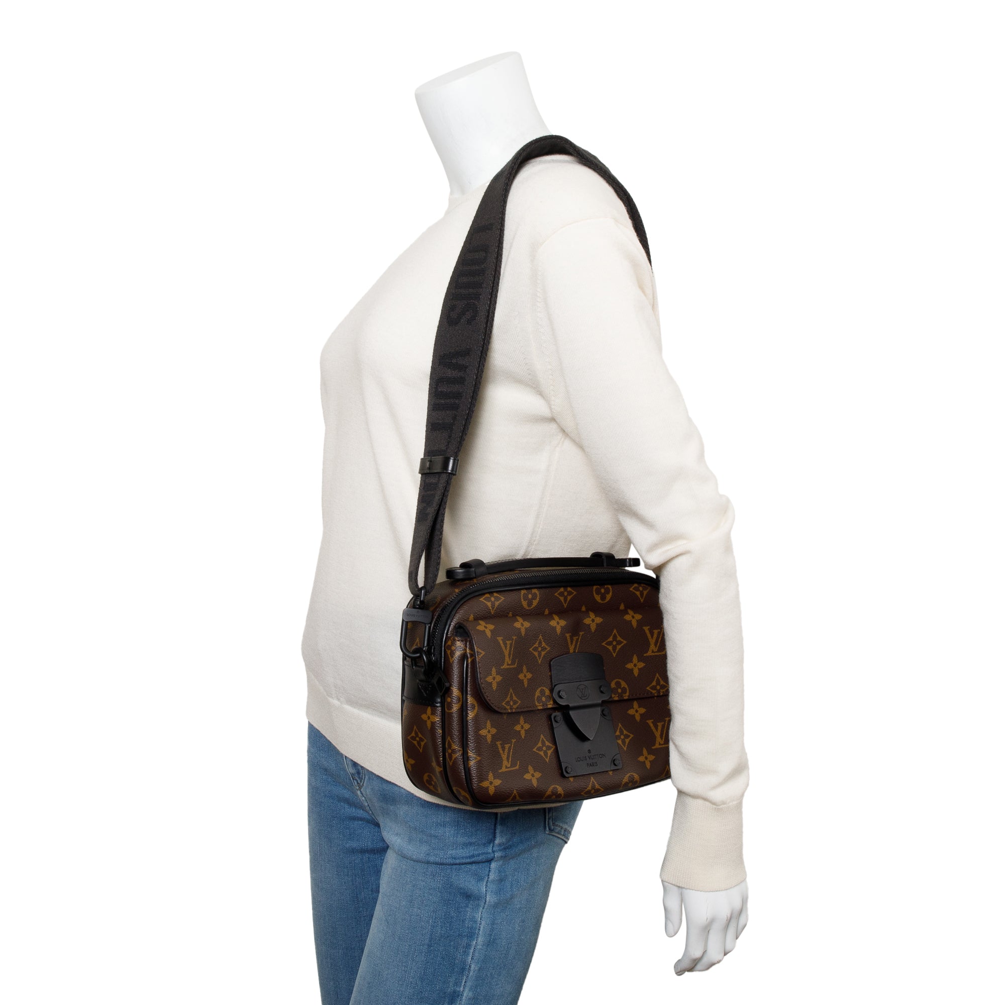 Louis Vuitton Monogram Macassar S Lock Messenger Bag