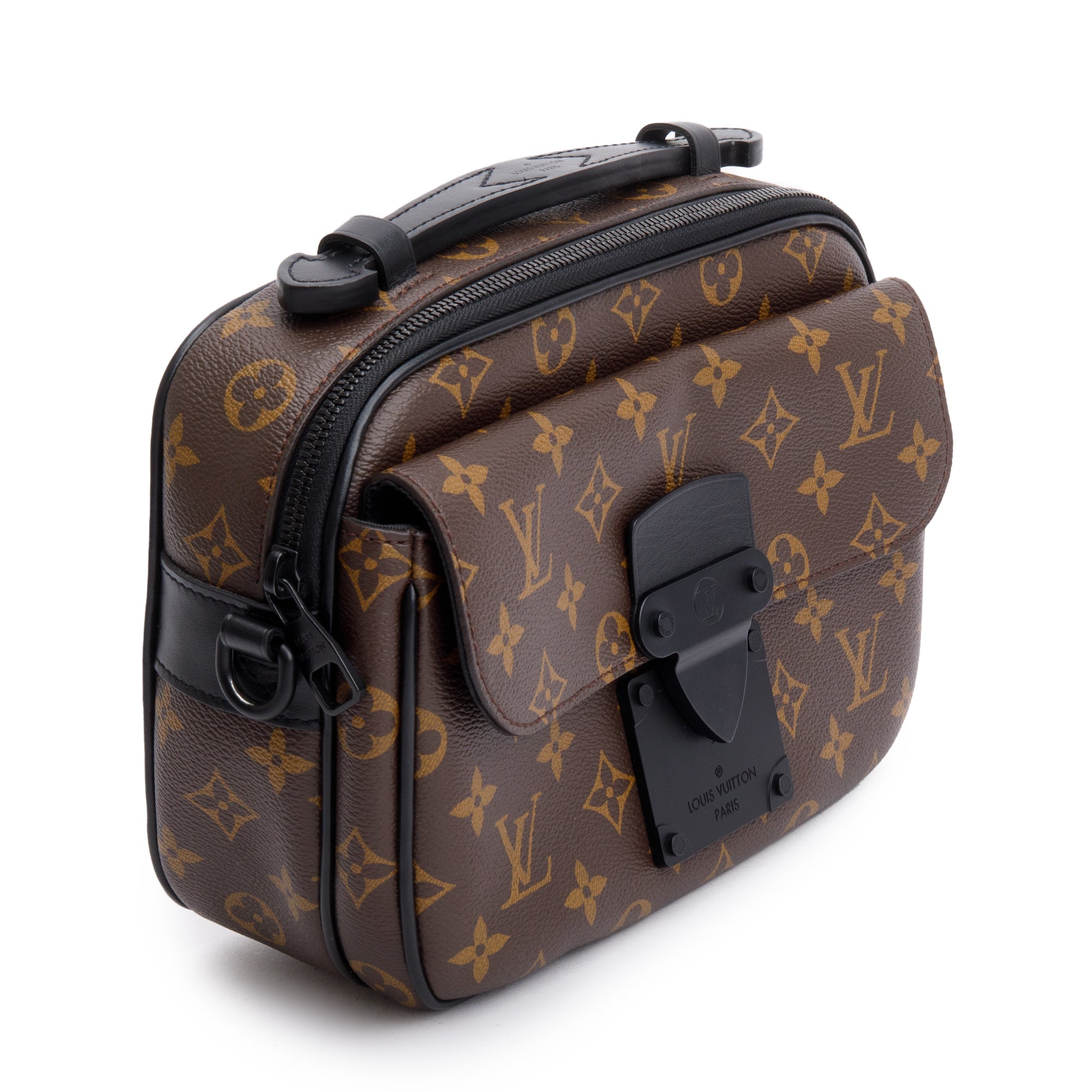 Louis Vuitton Monogram Macassar S Lock Messenger Bag