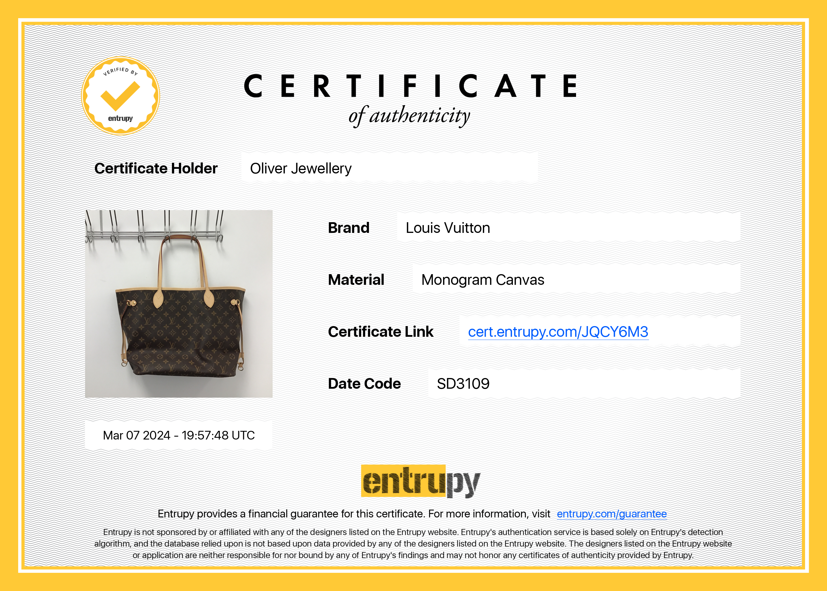 Louis Vuitton Monogram Neverfull MM w/ Box & Receipt