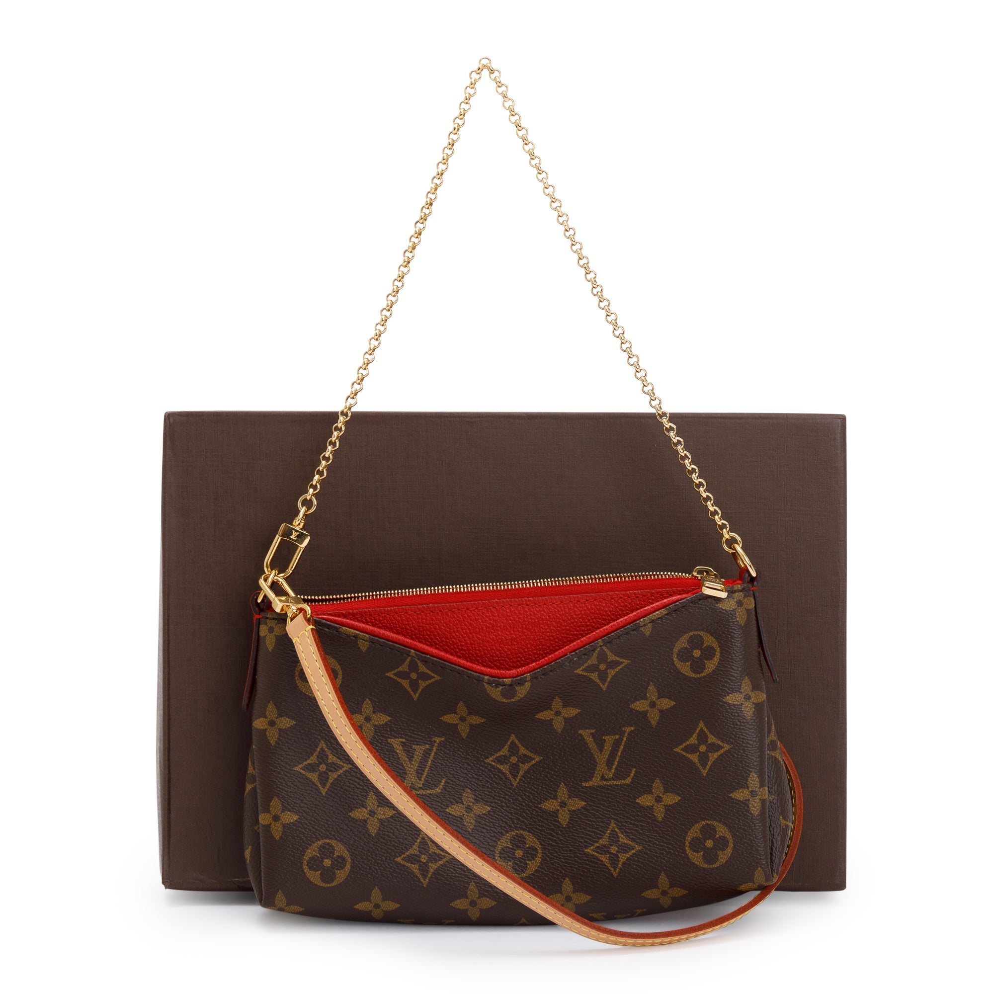 Louis Vuitton Monogram Pallas Clutch w/ Straps, Box & Receipt