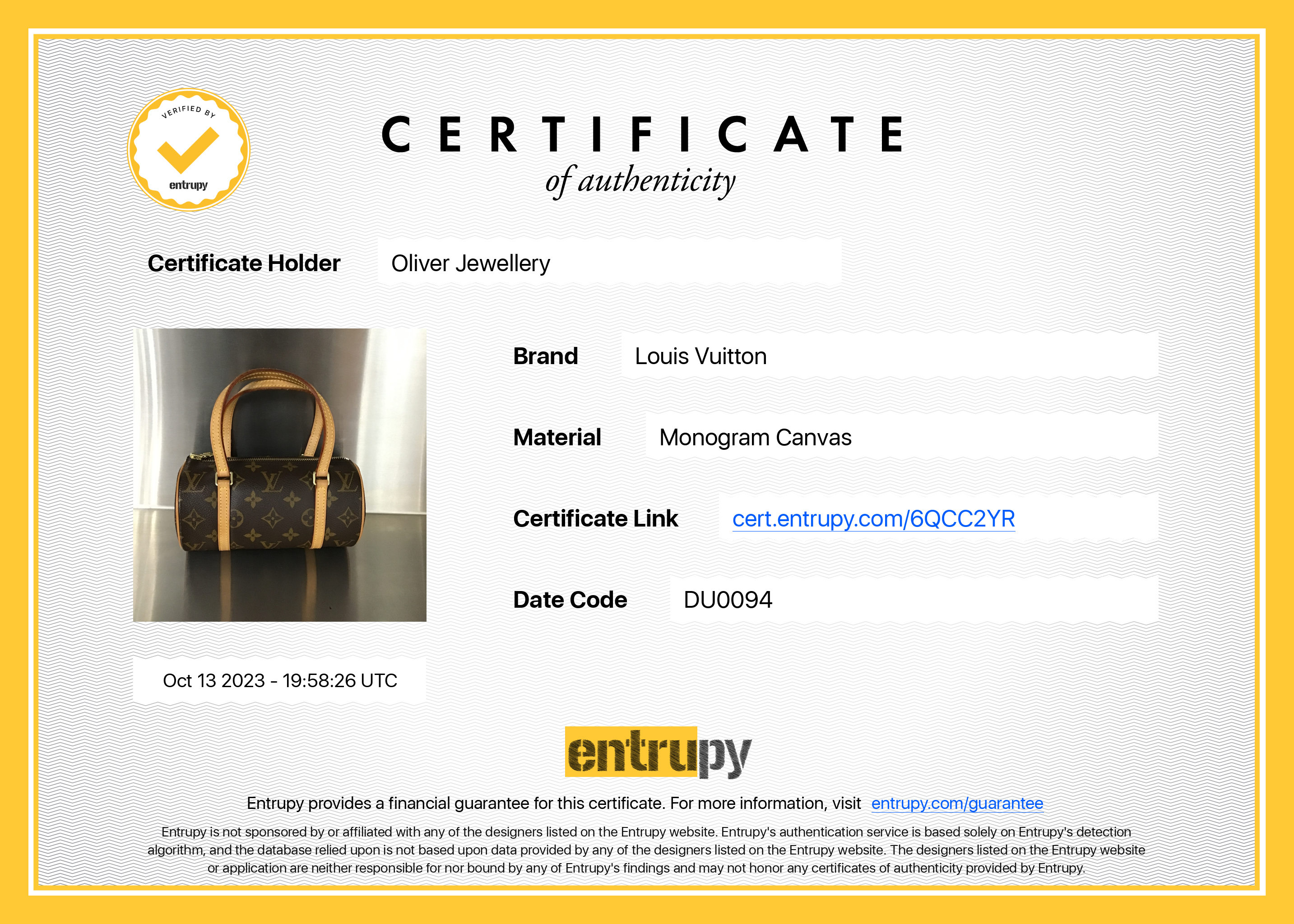 Louis Vuitton Monogram Papillon 19 w/ Box