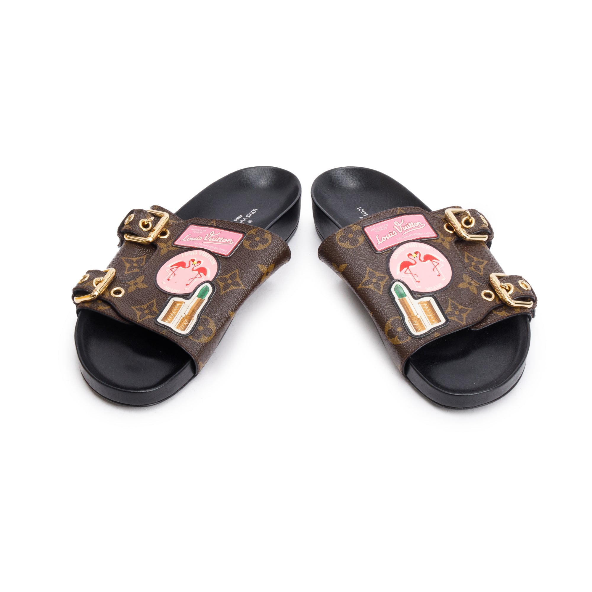 Louis Vuitton Monogram Patchwork World Tour Flat Mule, Size 37.5 w/ Box
