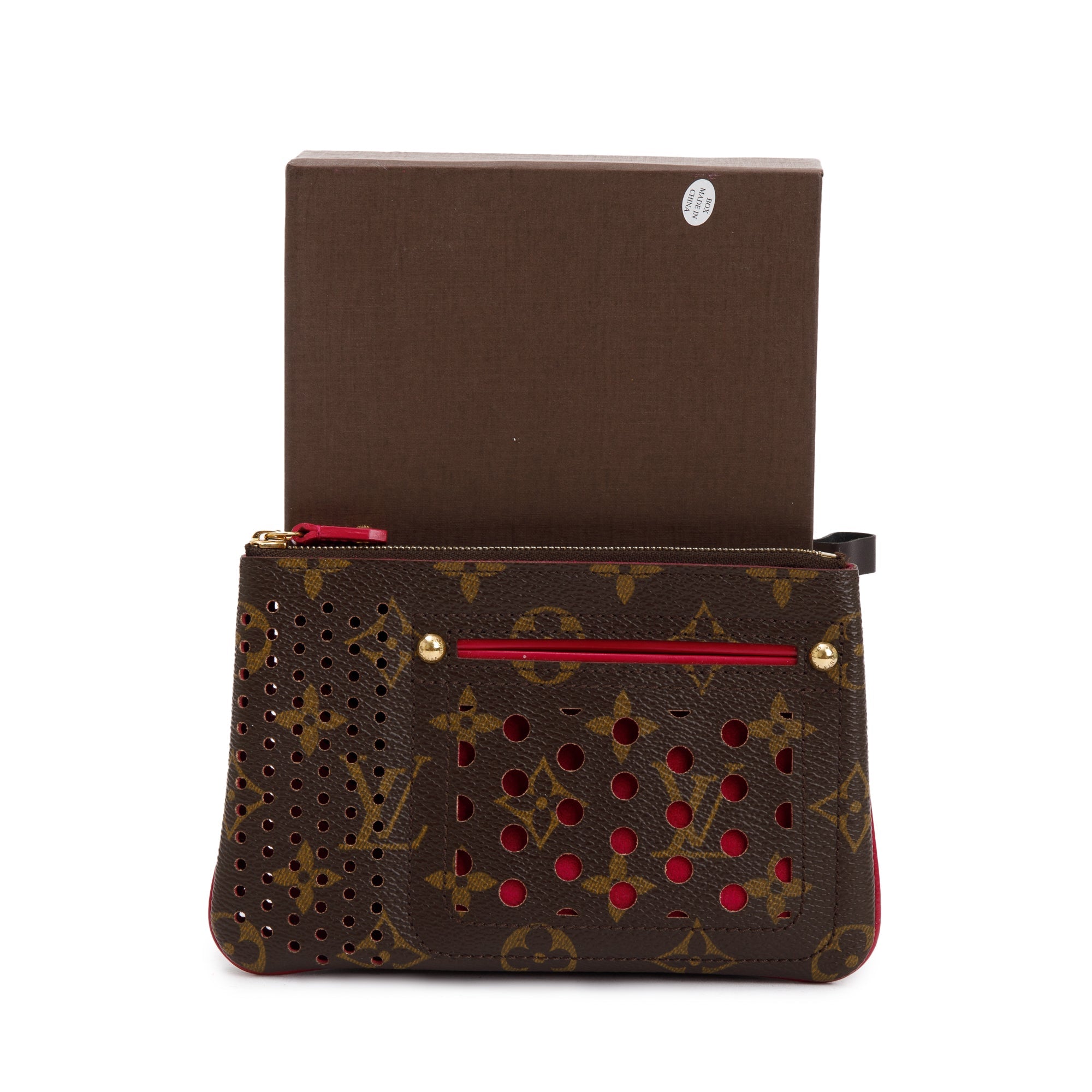 Louis Vuitton Monogram Perforated Pochette Plat Pouch w/ Box