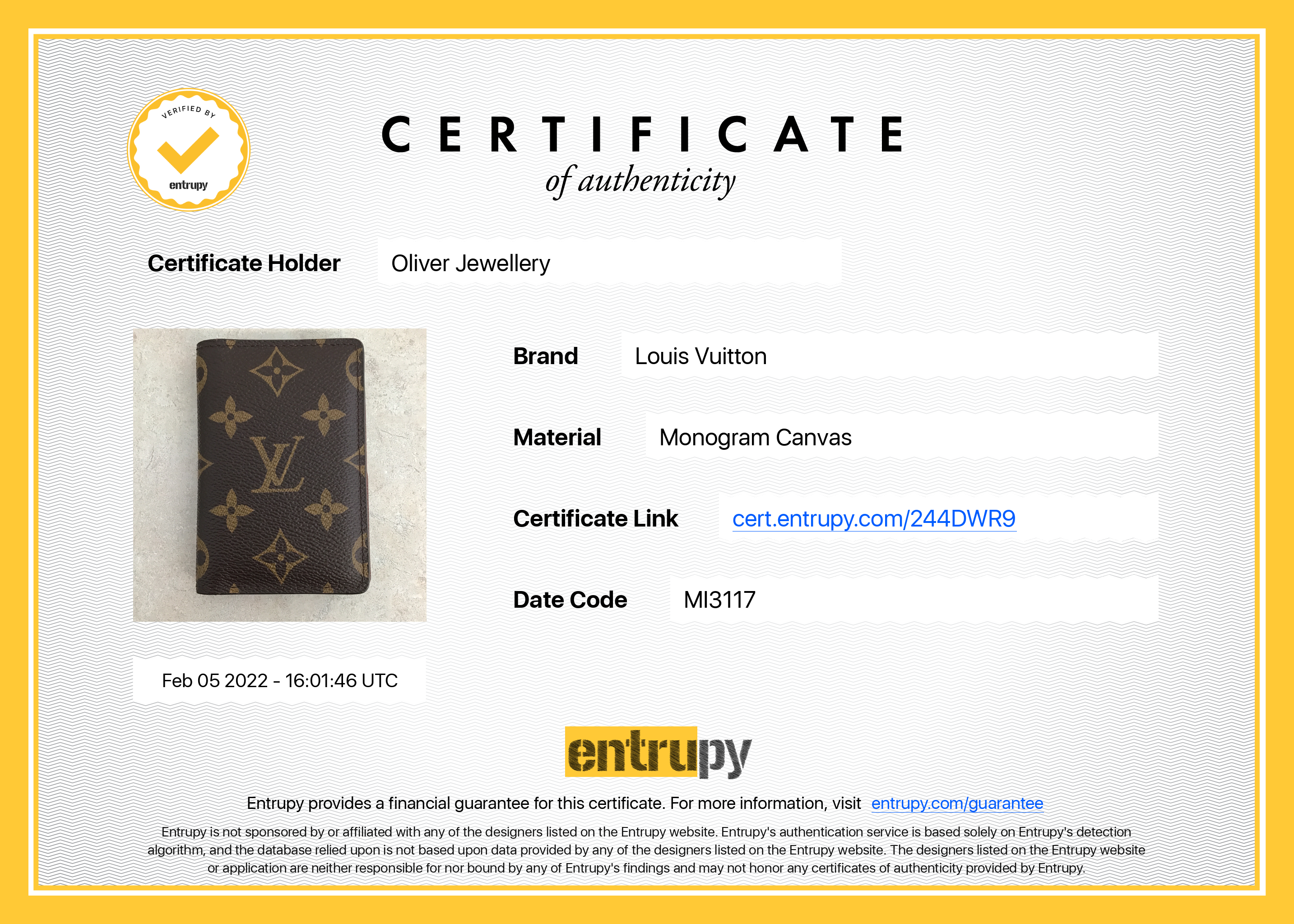 Louis Vuitton Monogram Pocket Organizer w/ Box