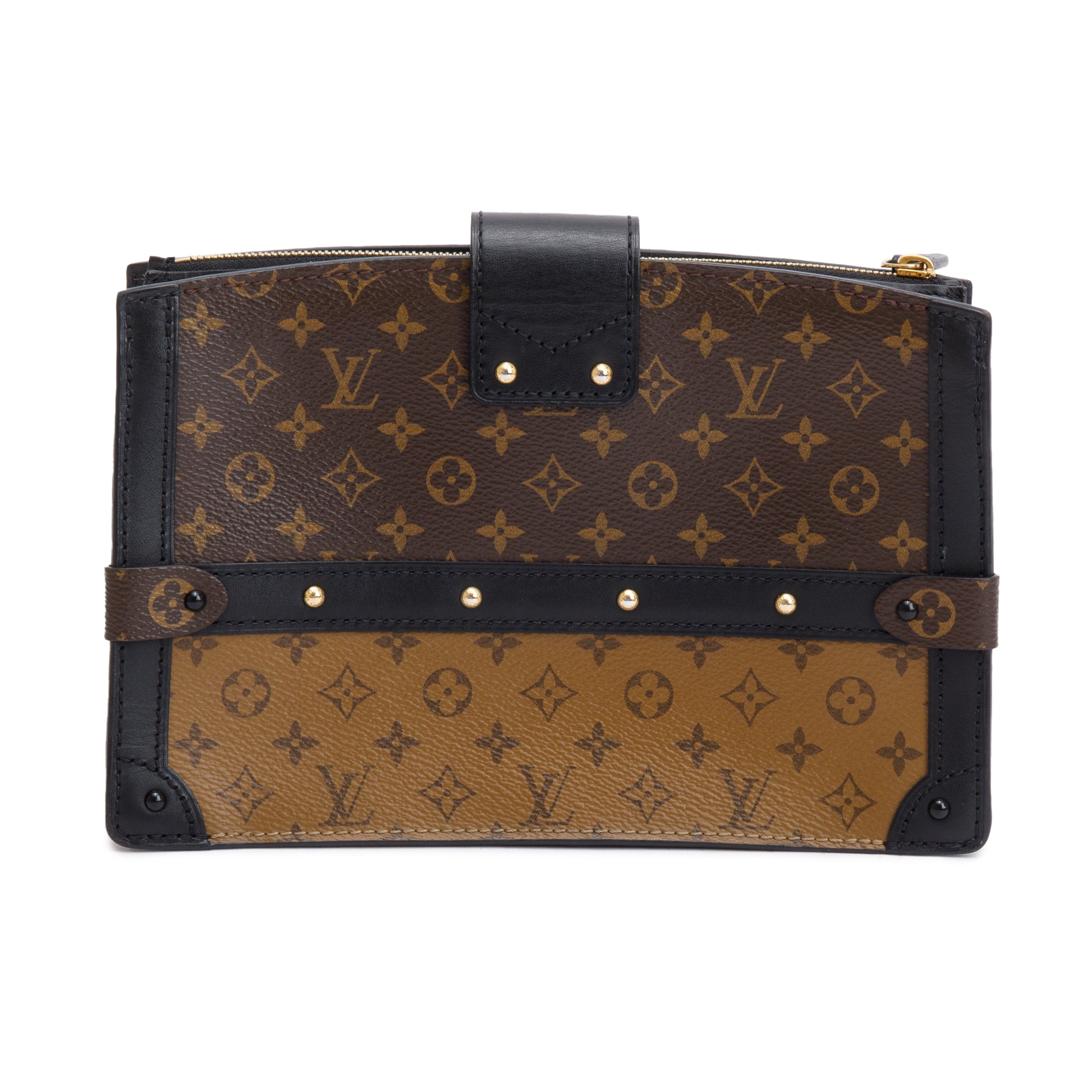 Louis Vuitton Monogram Reverse Pochette Trunk Clutch w/ Strap