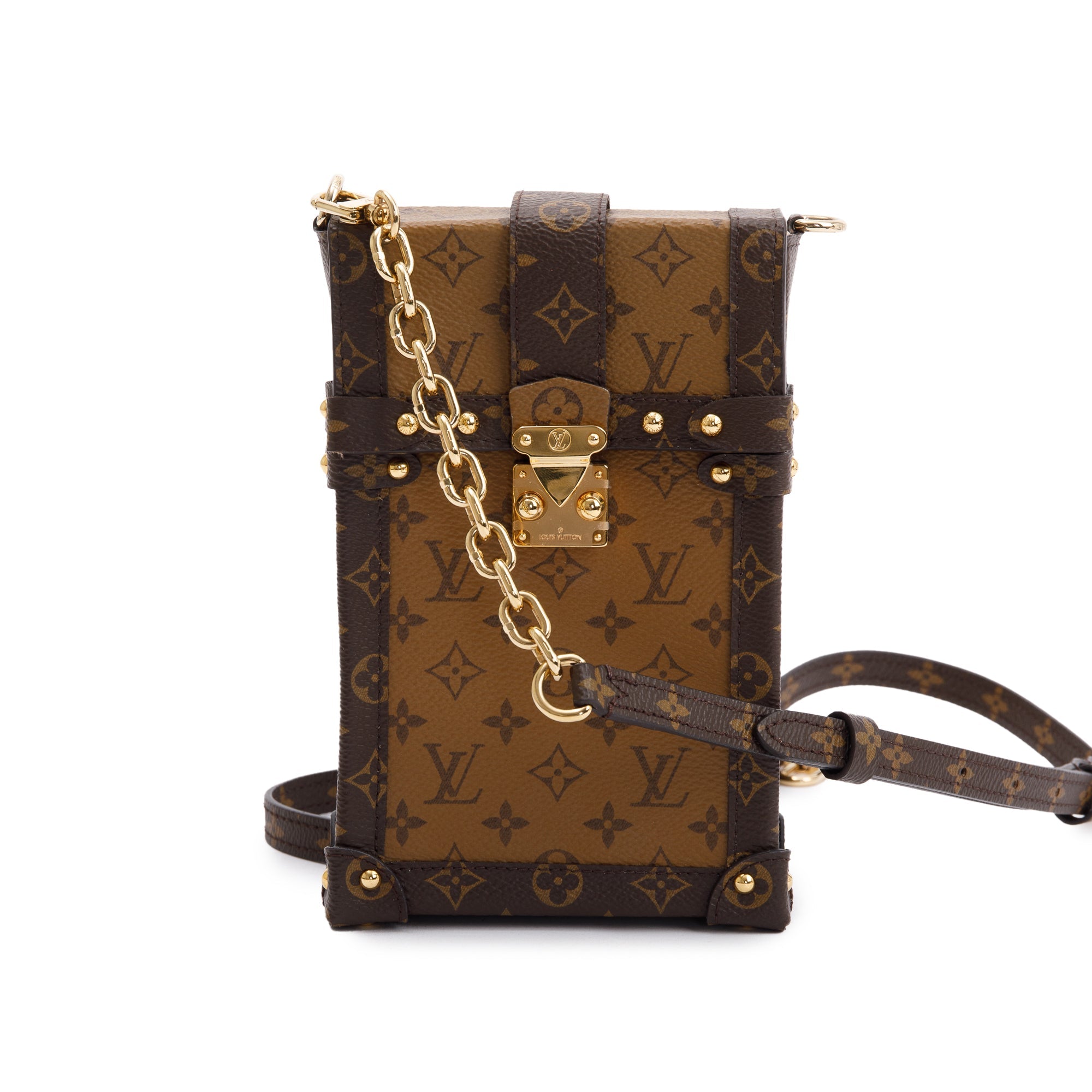 Louis Vuitton Monogram Reverse Pochette Trunk Verticale w/ Strap & Box