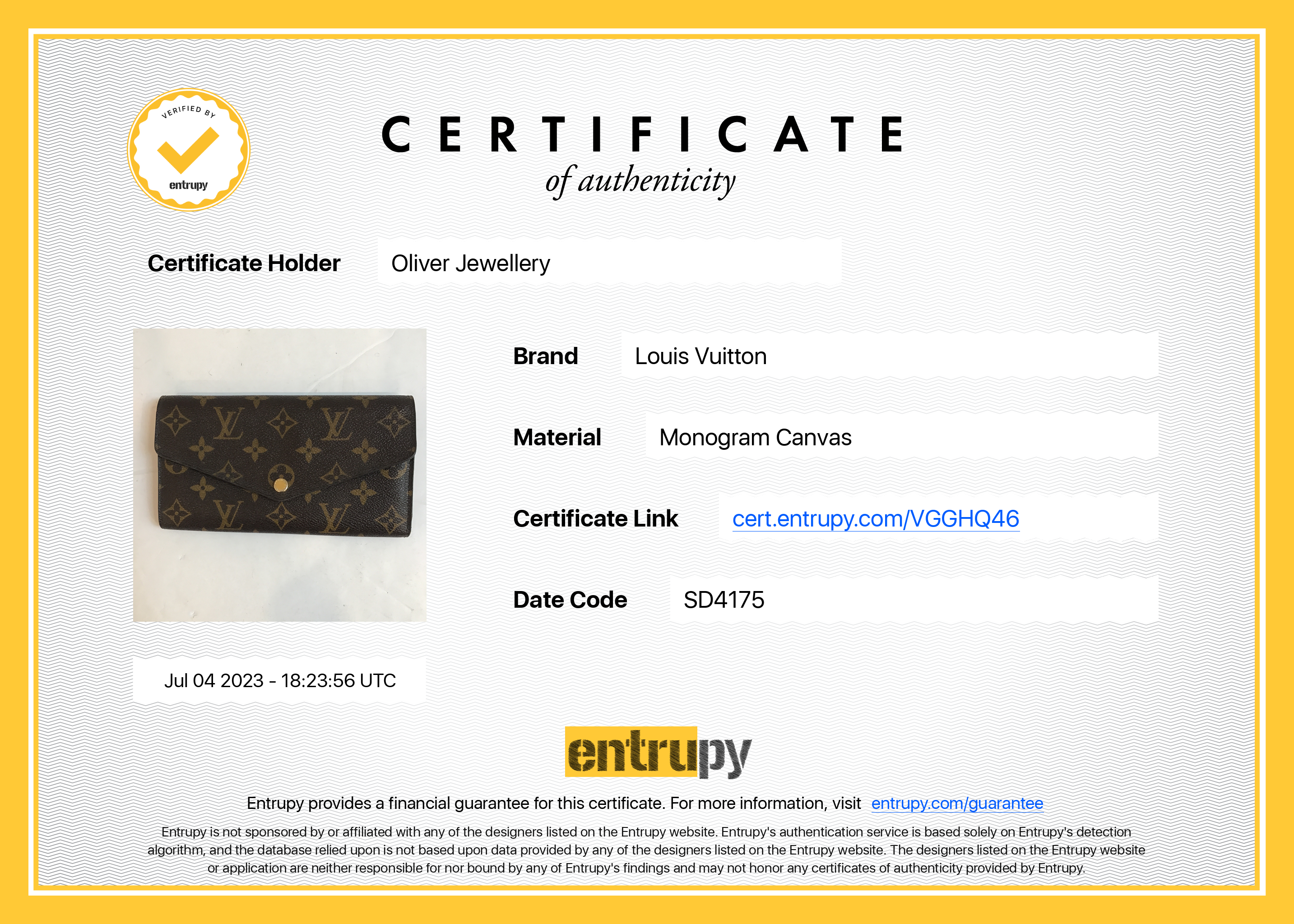 Louis Vuitton Monogram Sarah Wallet w/ Box