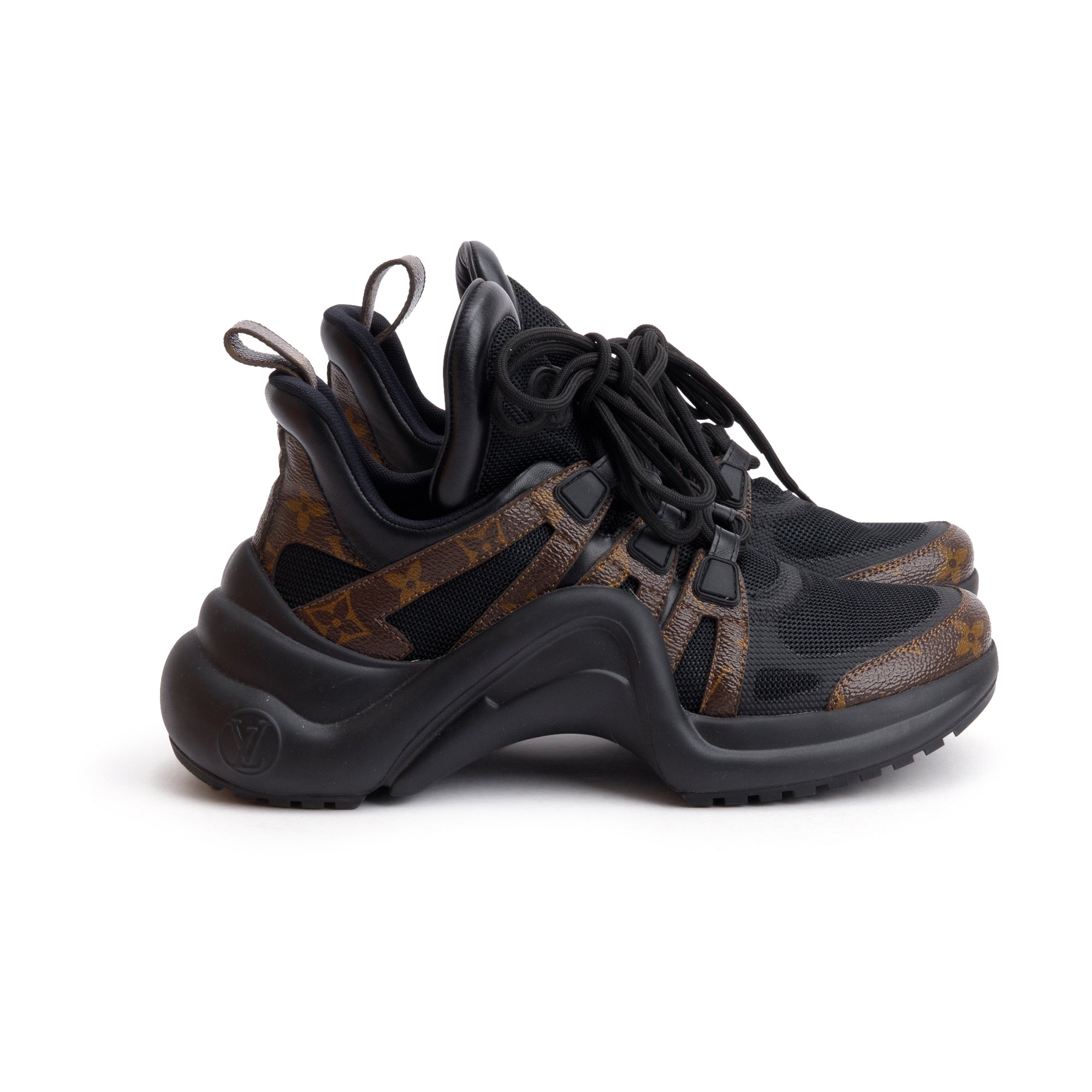 Louis Vuitton Monogram Trim Black LV Archlight Sneakers, Size 37.5 w/ Box
