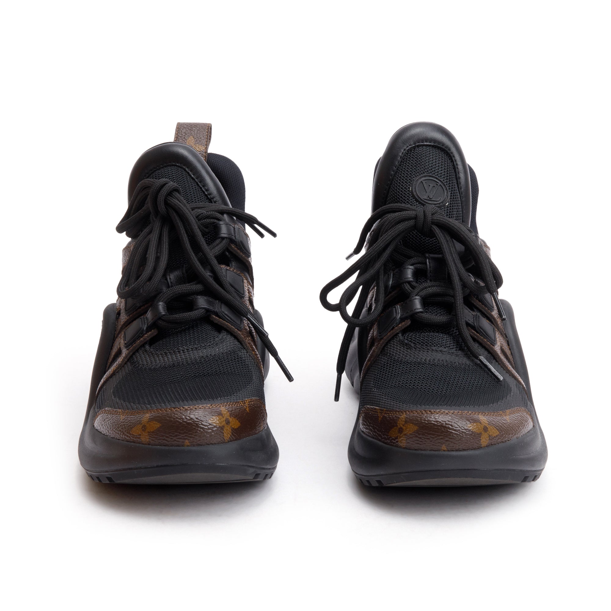 Louis Vuitton Monogram Trim Black LV Archlight Sneakers, Size 37.5 w/ Box