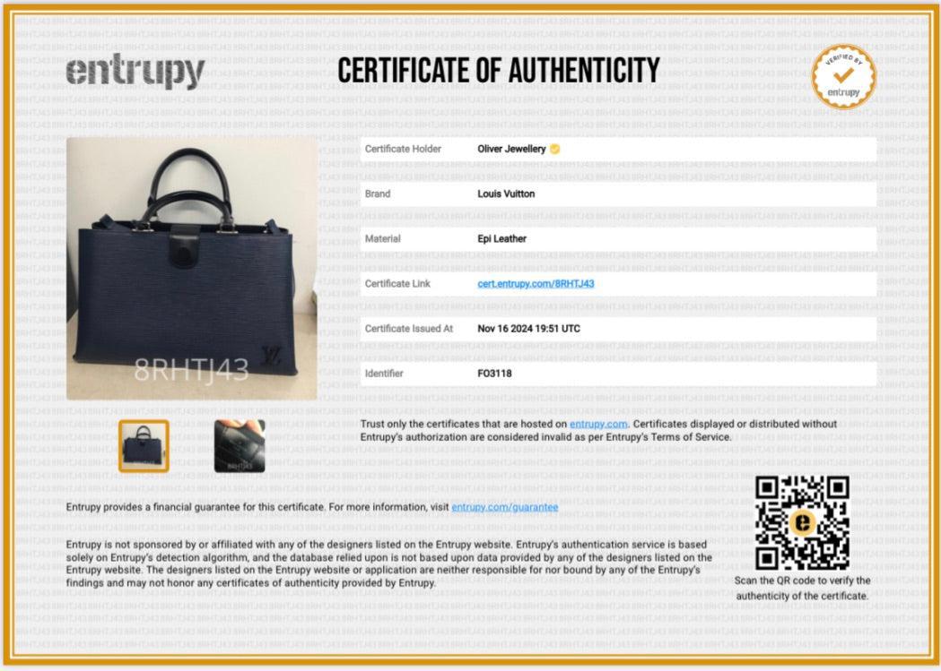 Louis Vuitton Navy Epi Leather Kleber MM w/ Strap